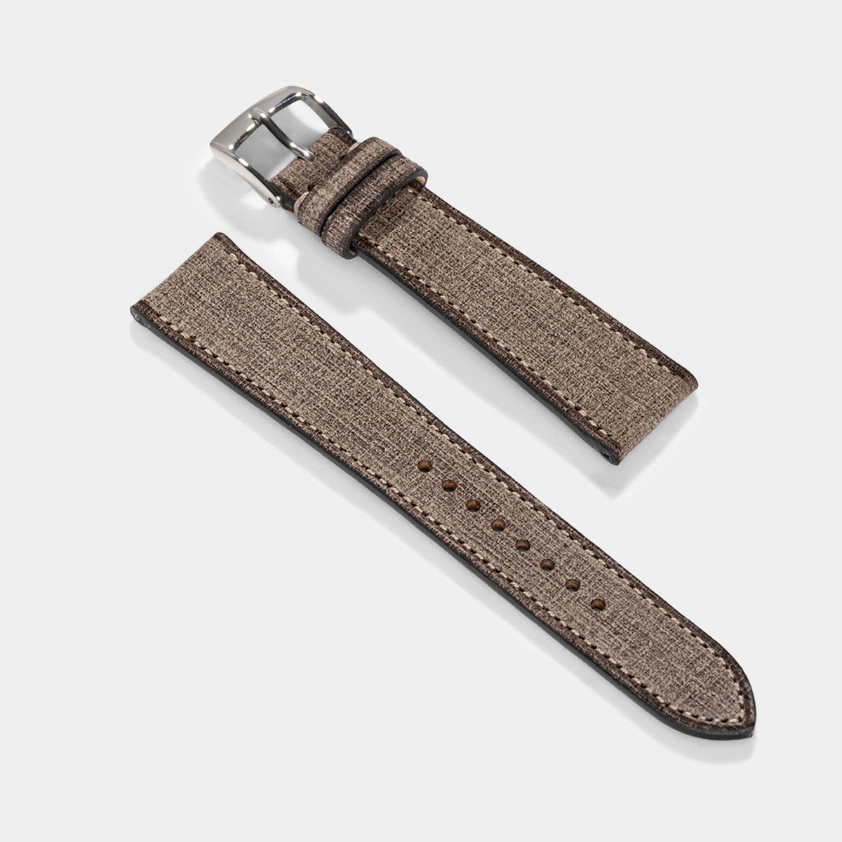 Linen Leather Watch Strap - Elegant Grey