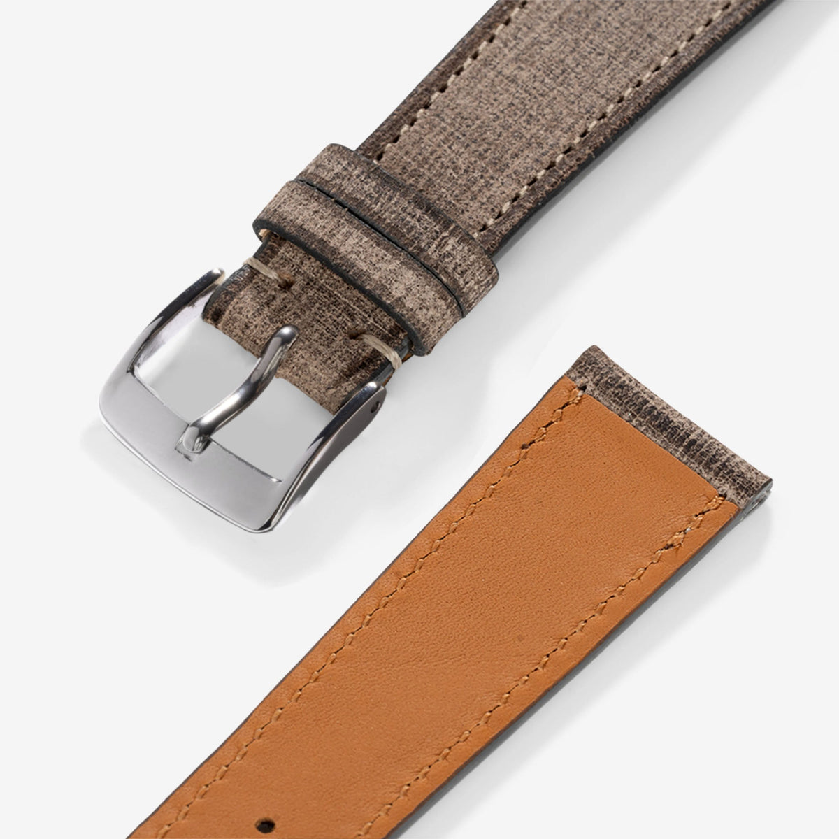 Linen Leather Watch Strap - Elegant Grey