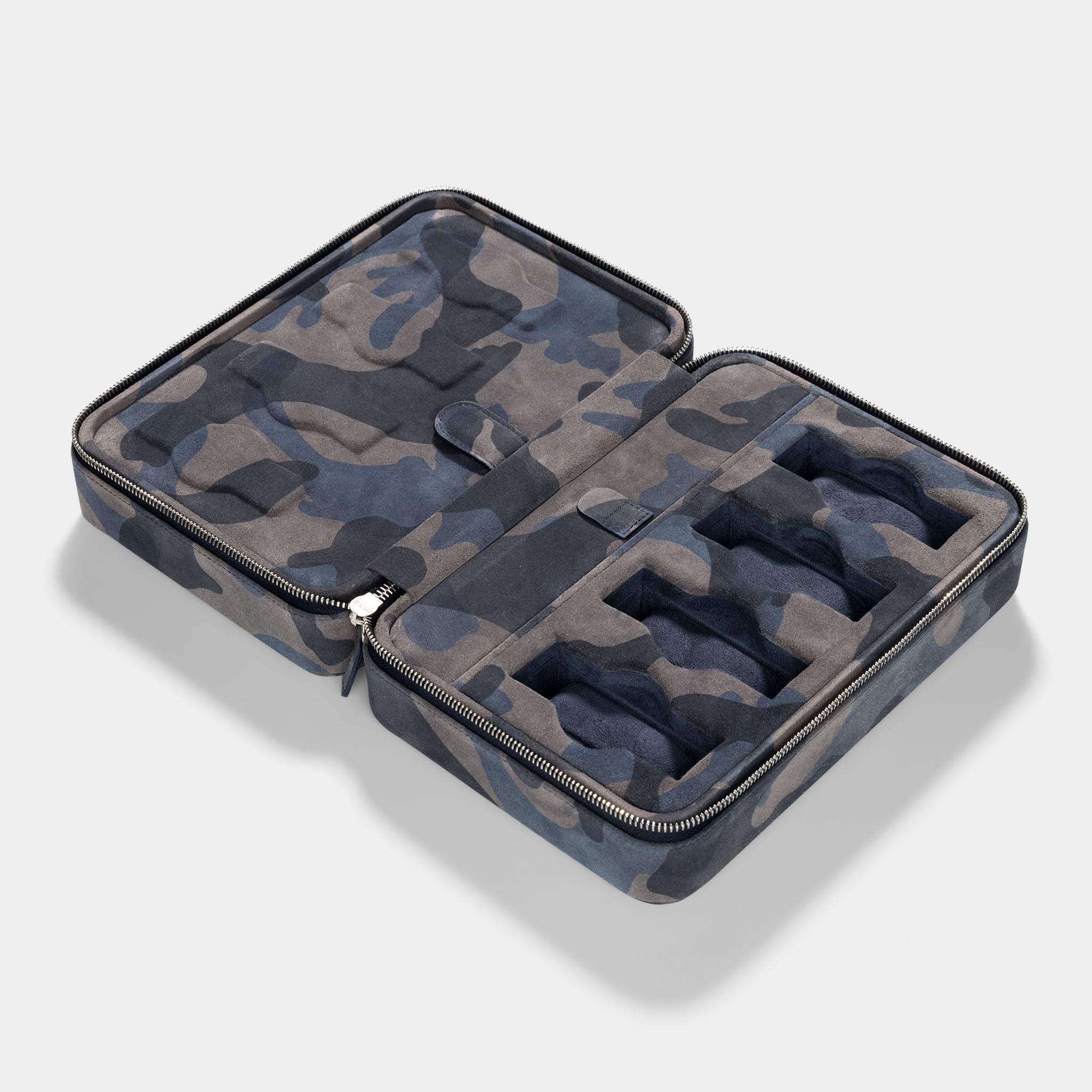 Blue Camo Suede Luxury Leather Watch Box by JPM