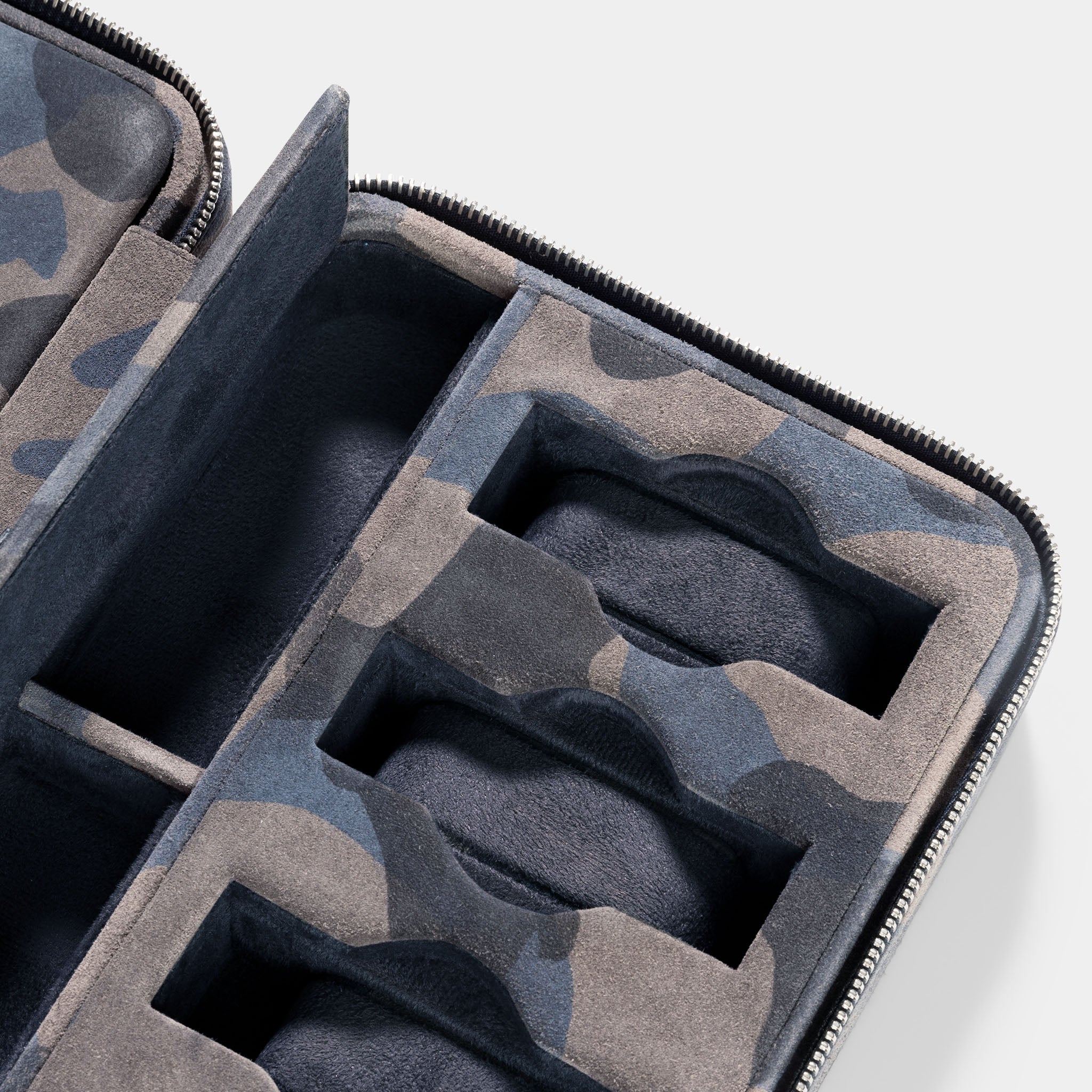 Blue Camo Suede Luxury Leather Watch Box by JPM