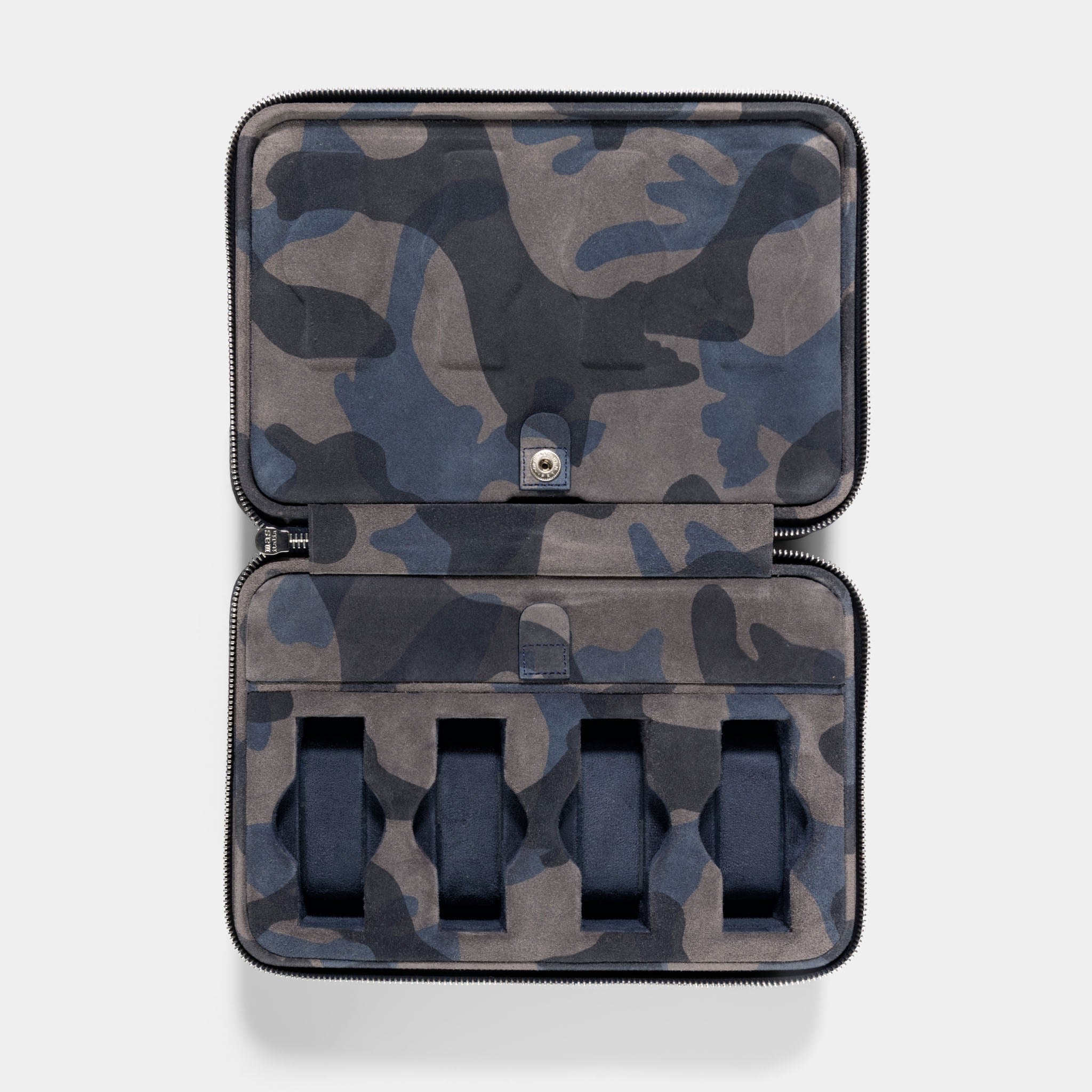 Blue Camo Suede Luxury Leather Watch Box by JPM