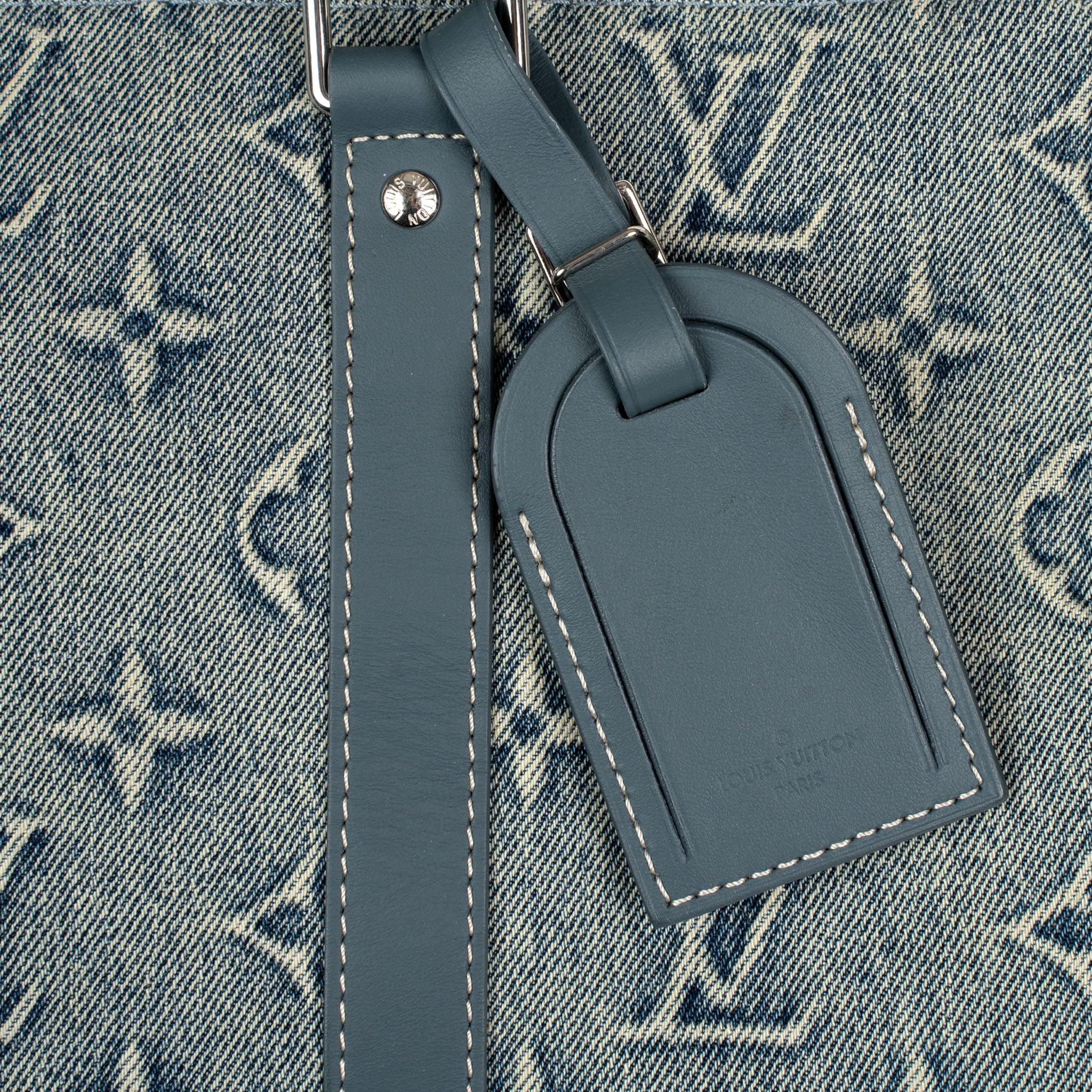 Louis Vuitton Monogram Washed Denim Keepall Bandouliere 50 Blue