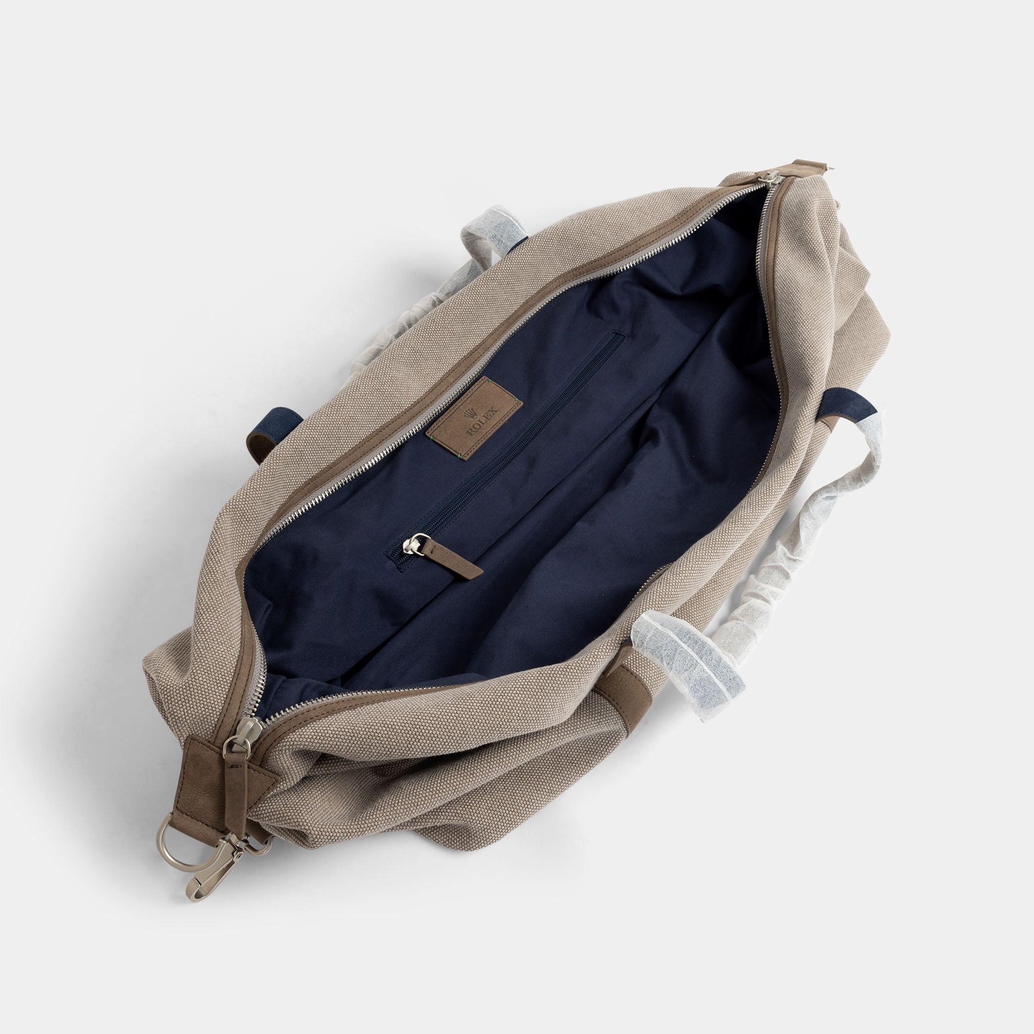 Rolex taupe grain canvas/ suede travel Bag