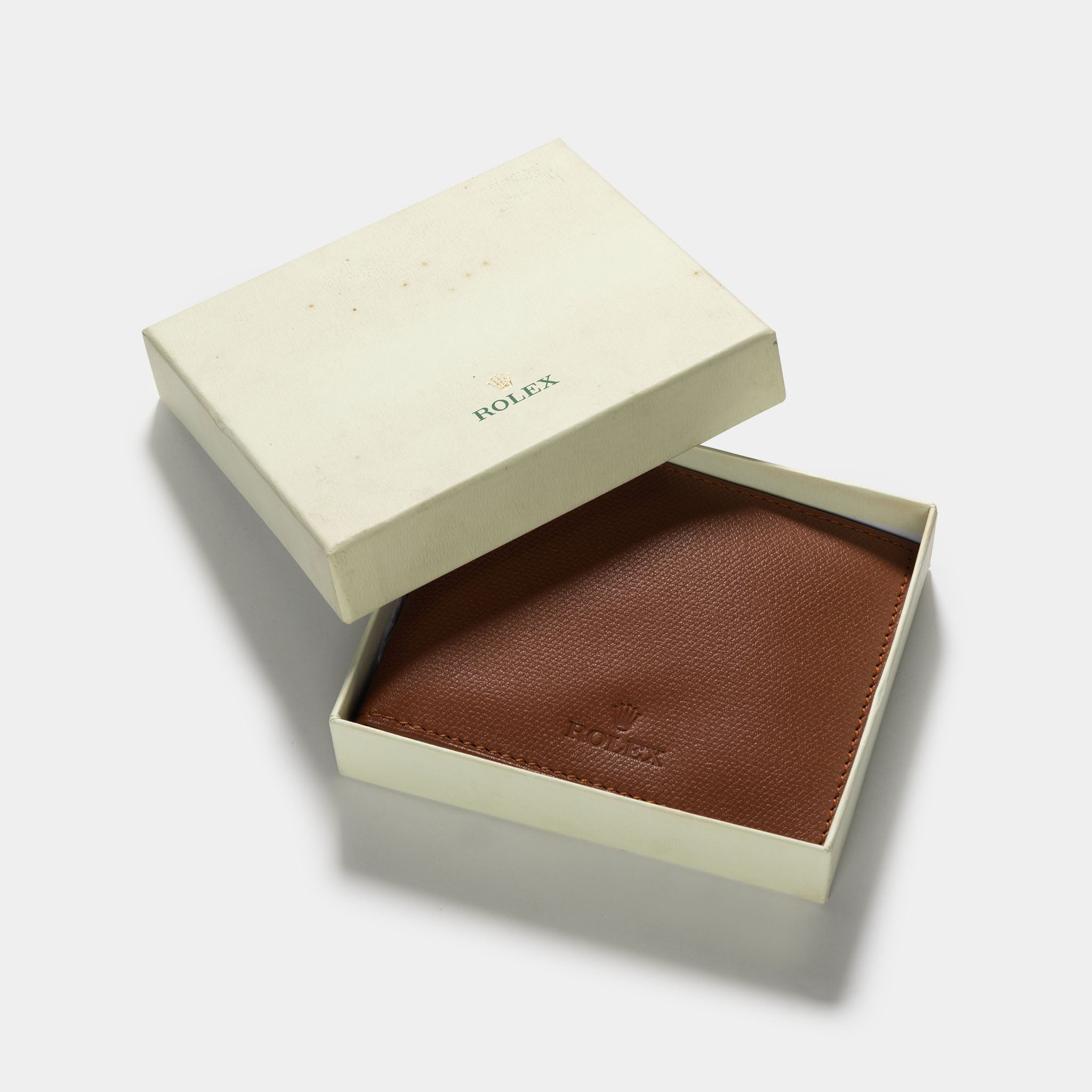 Rolex chestnut brown leather wallet