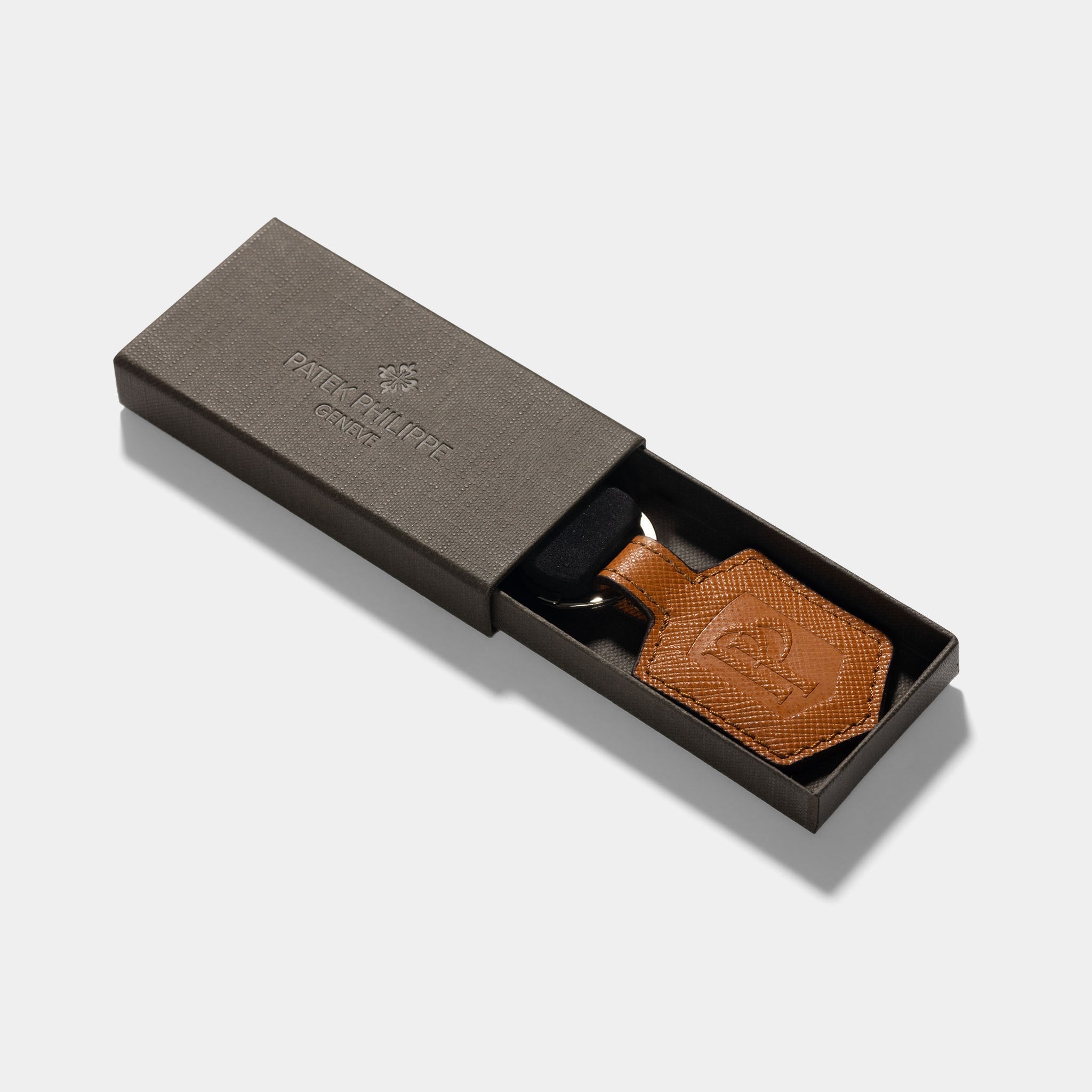 Patek Philippe Tan brown Saffiano Leather key ring