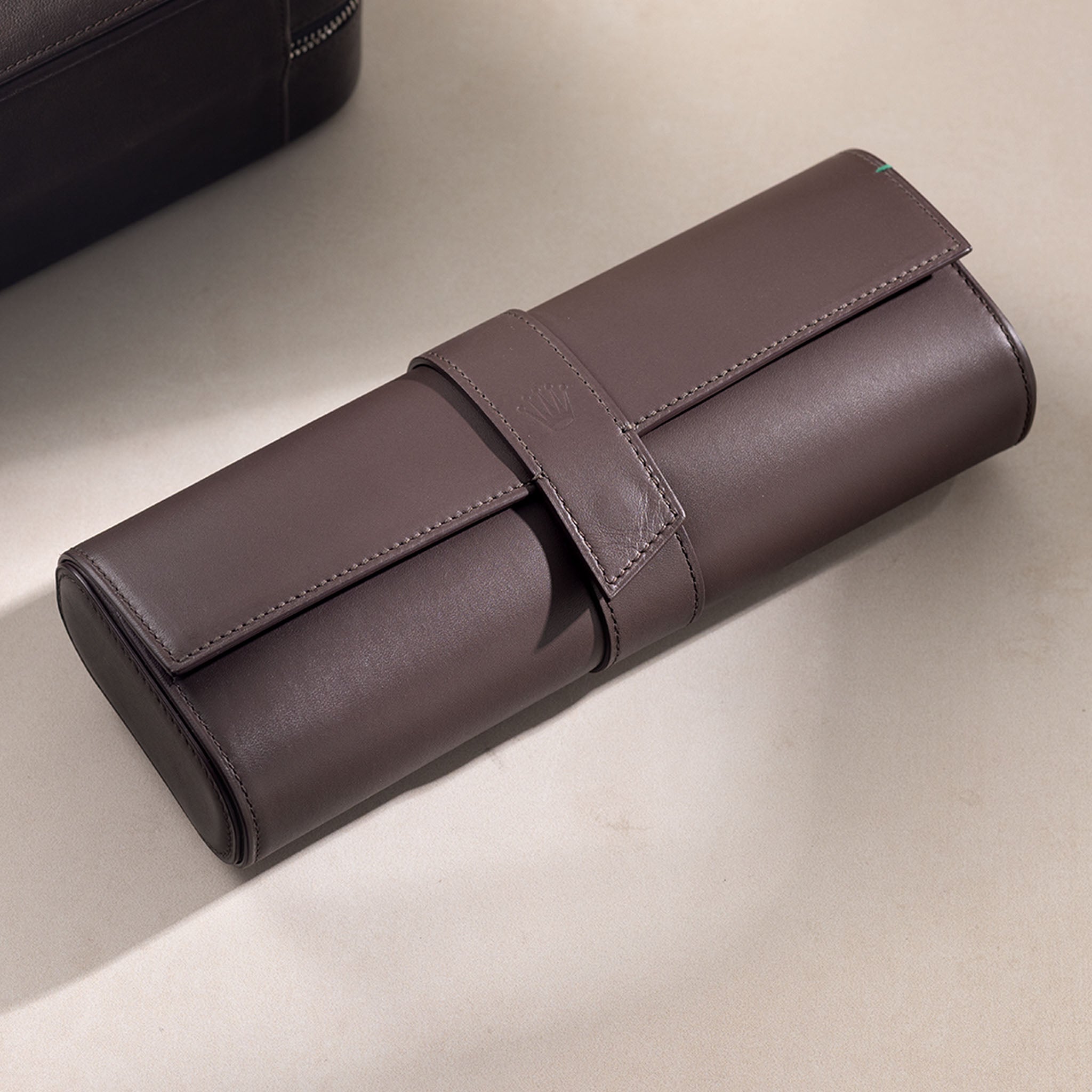 Rolex Chestnut Brown Leather Watch Roll