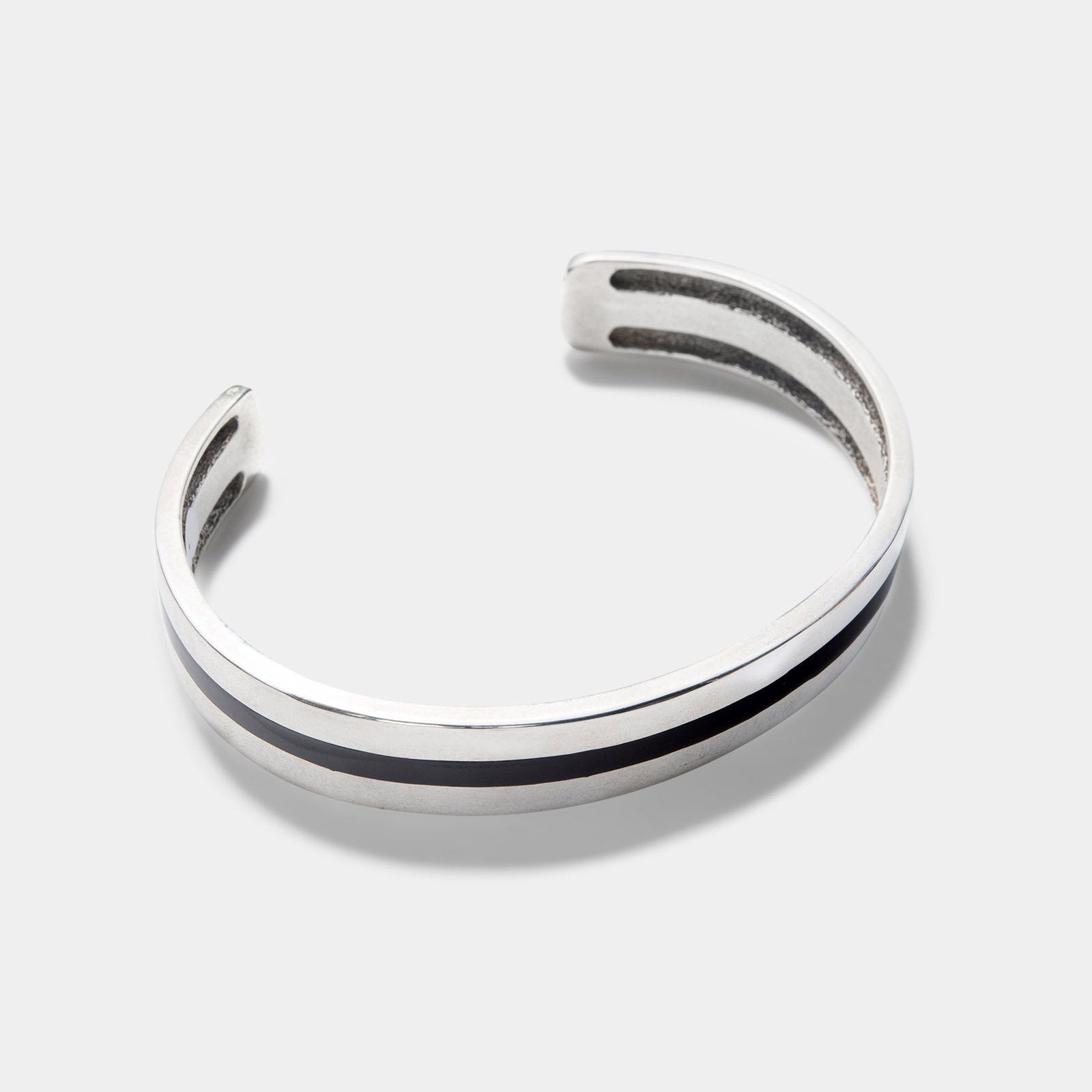 Sample Sale - Navajo Onyx Chip Inlay Silver Cuff