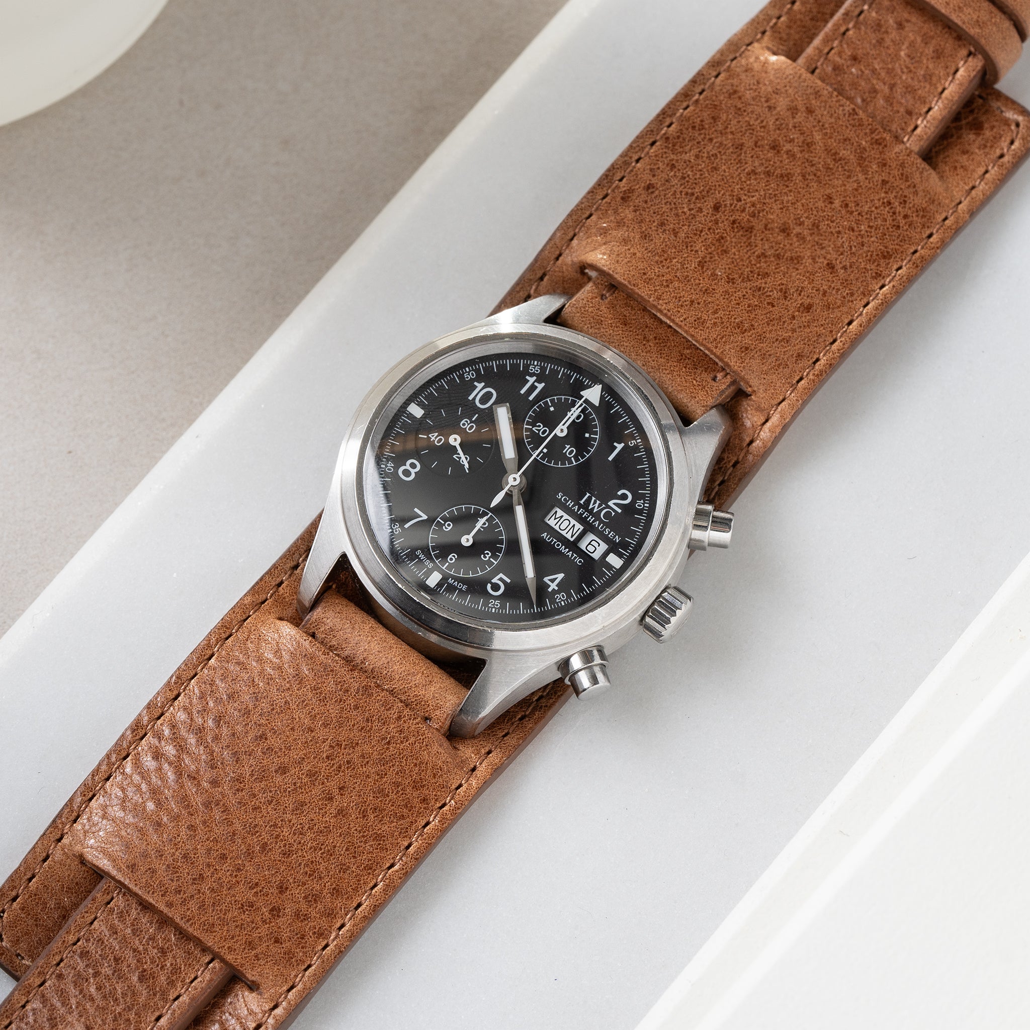 Strap for IWC Flieger Chronograph - Faccio Brown Bund Leather (20mm)