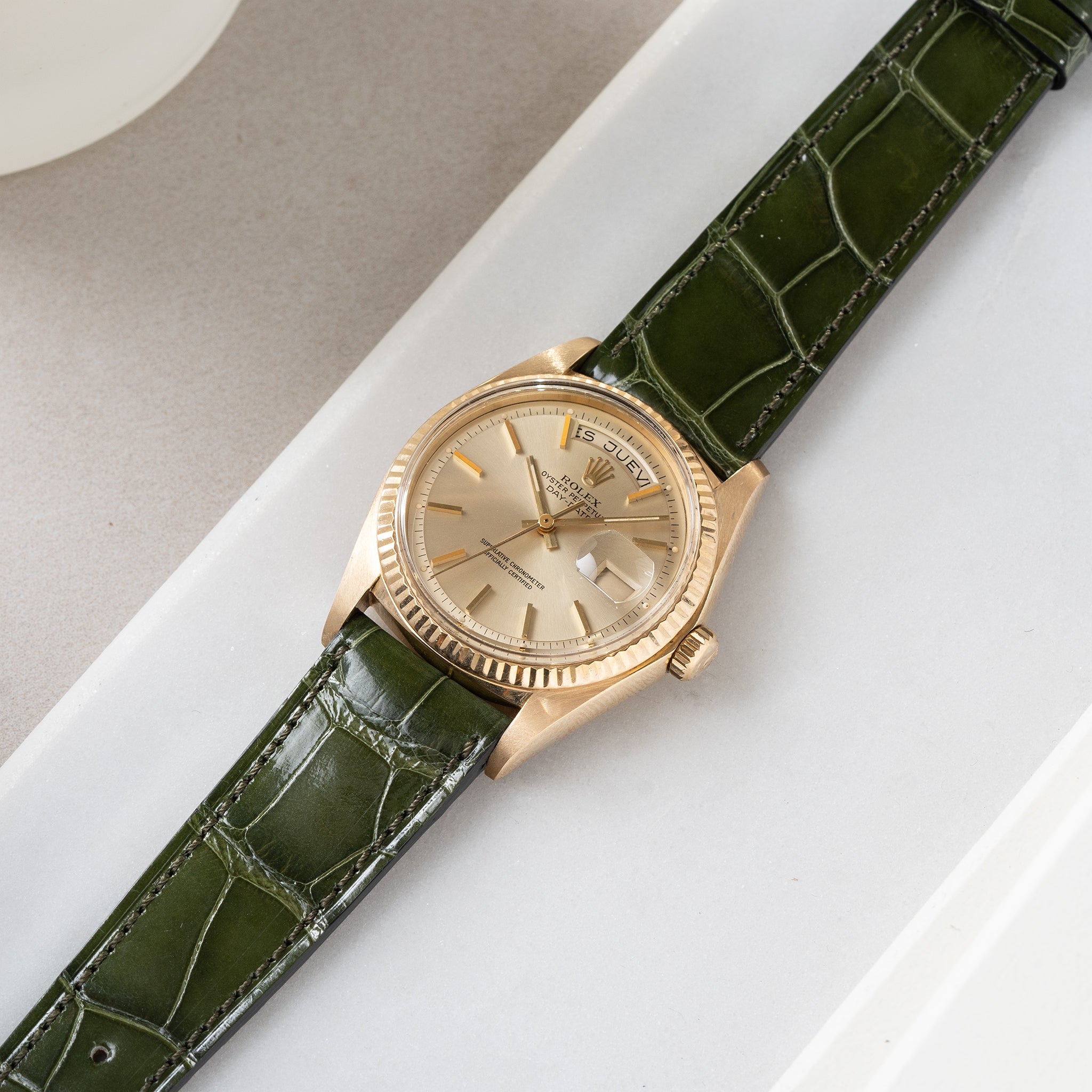 Strap for Rolex Day Date - Premium Alligator Olive Leather