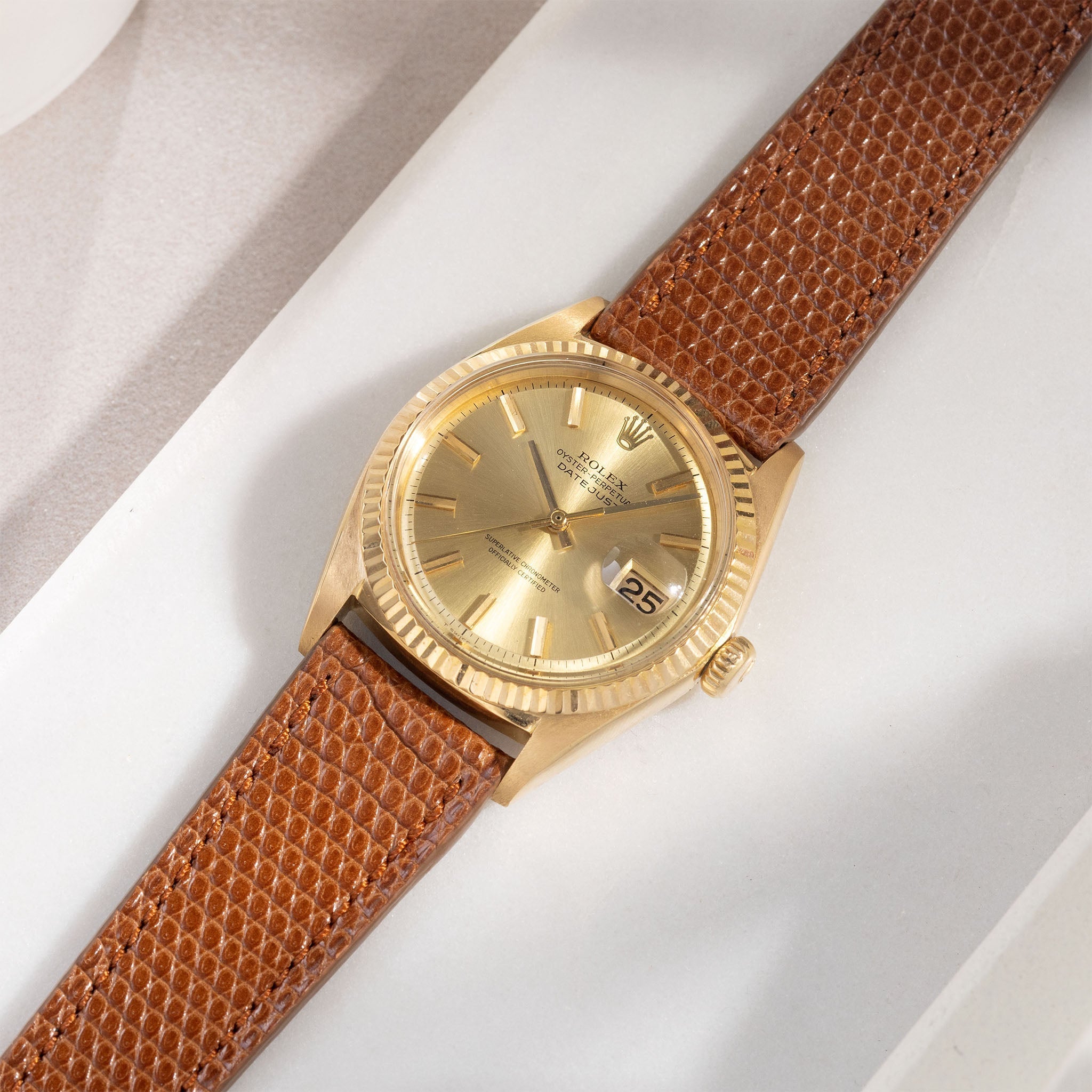 Cognac Brown Lizard Leather Watch Strap