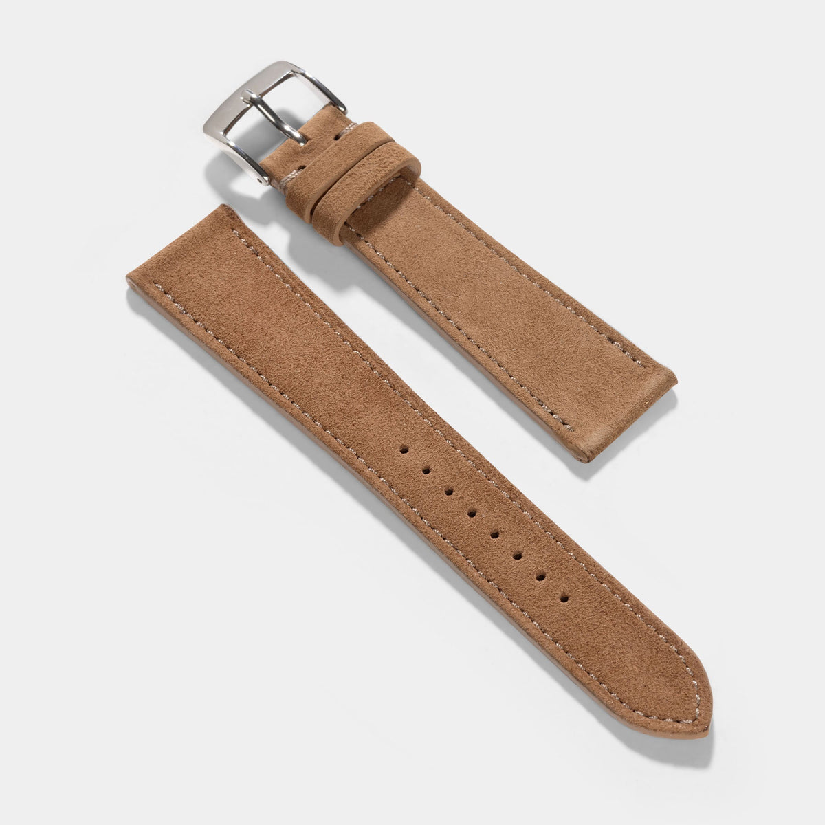 Goatskin Suede Leather Watch Strap - Warm Cognac