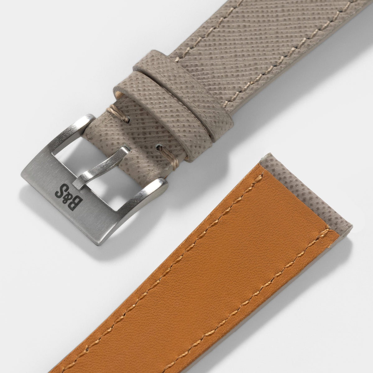 Saffiano Taupe Leather Watch Strap