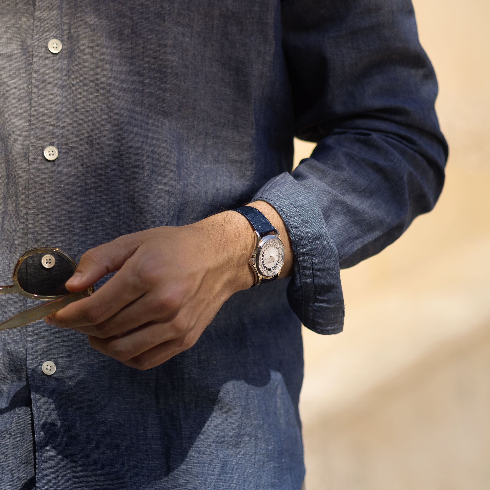 Blue Alligator Leather Watch Strap