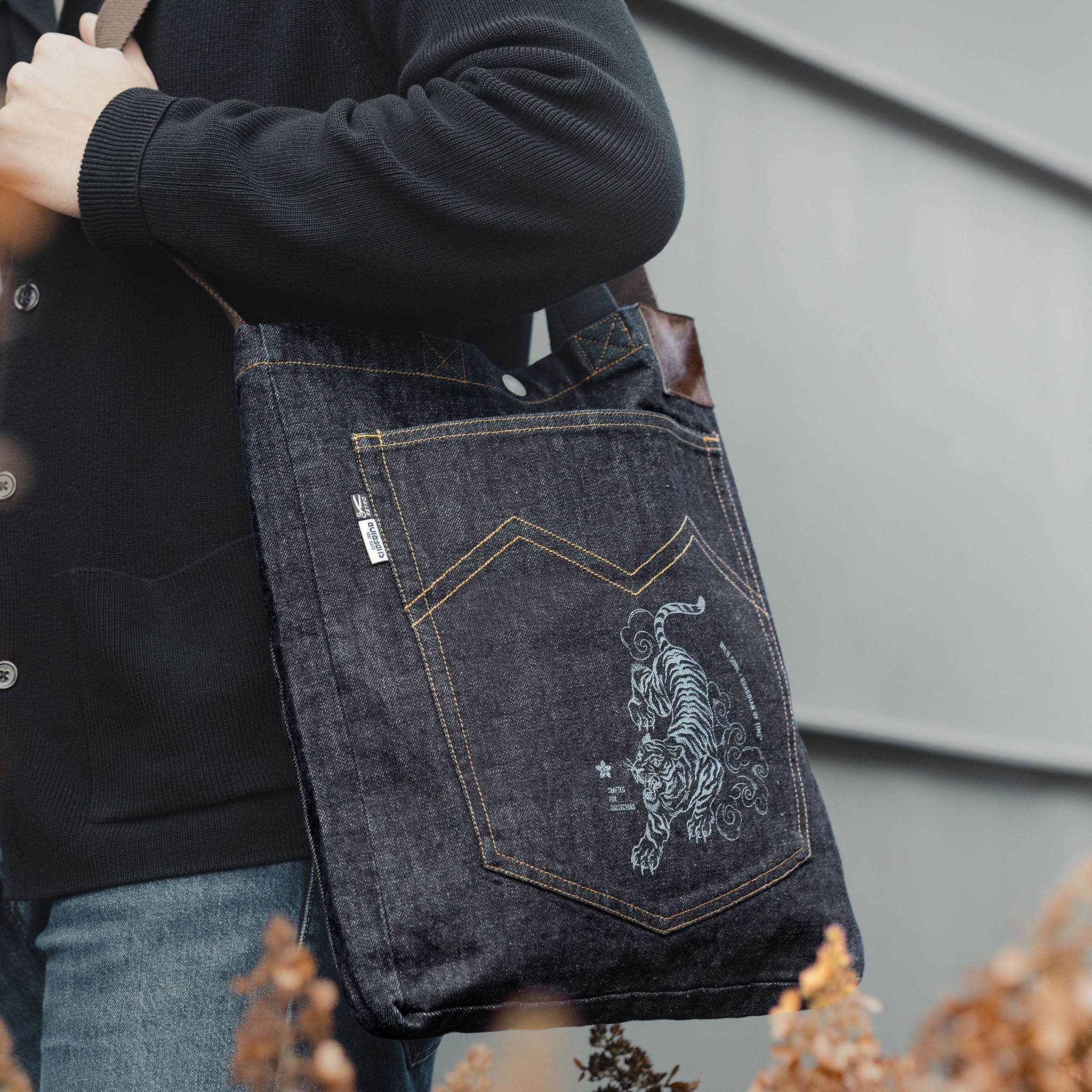The Tiger Denim Tote – Raw Soul Edition
