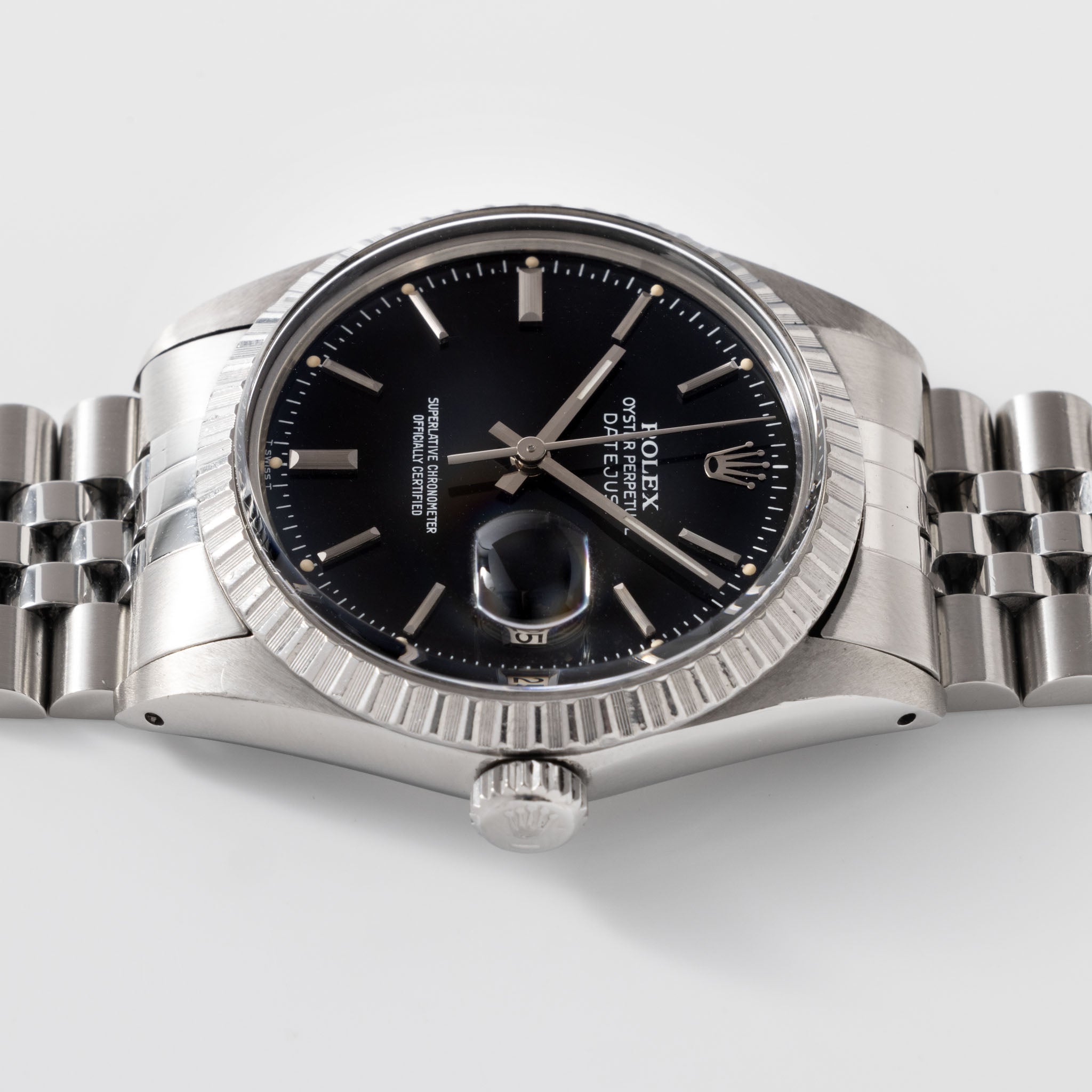 Rolex Datejust Black Gloss Dial Ref 16030