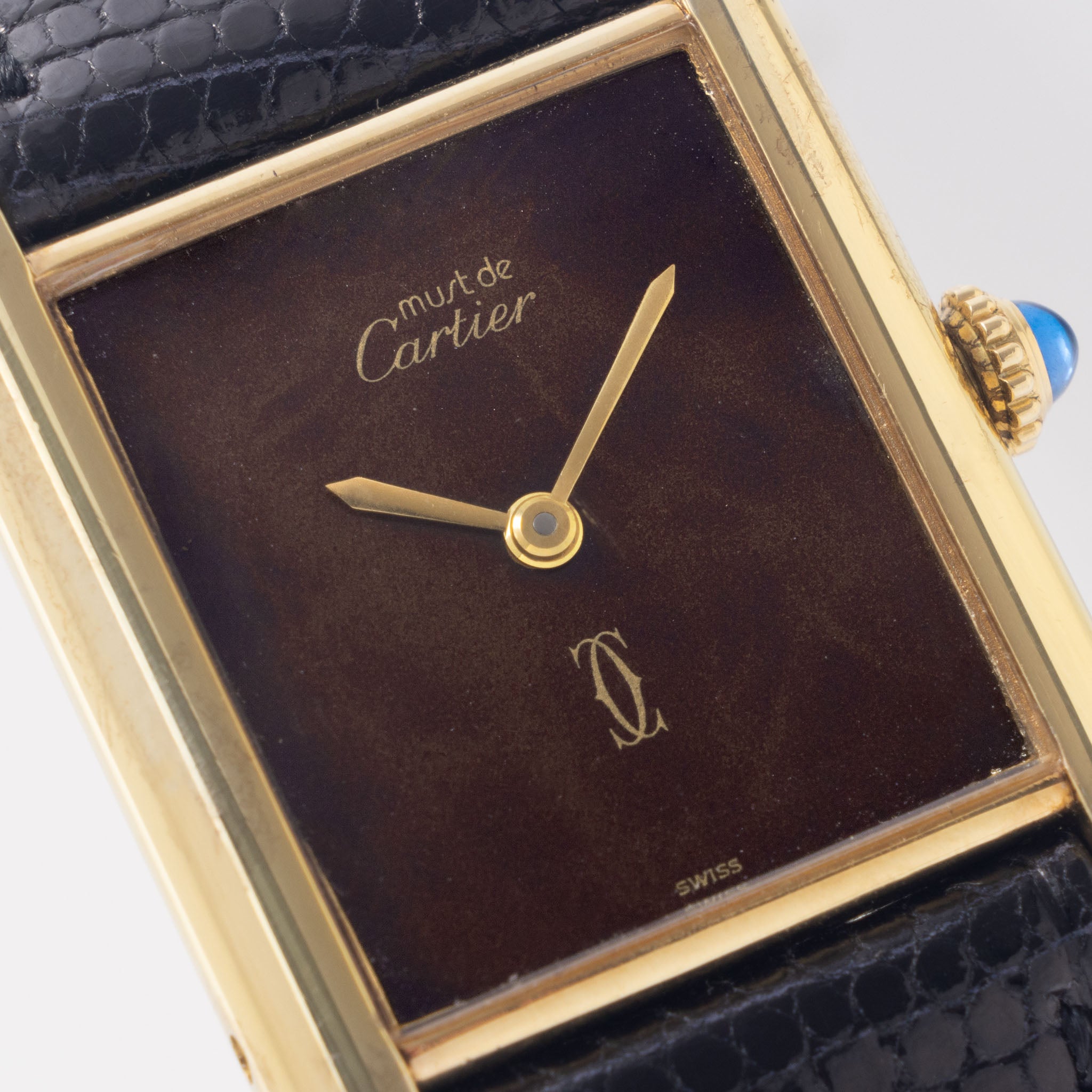 Cartier Tank must de Cartier Wood dial handwound movement big size 