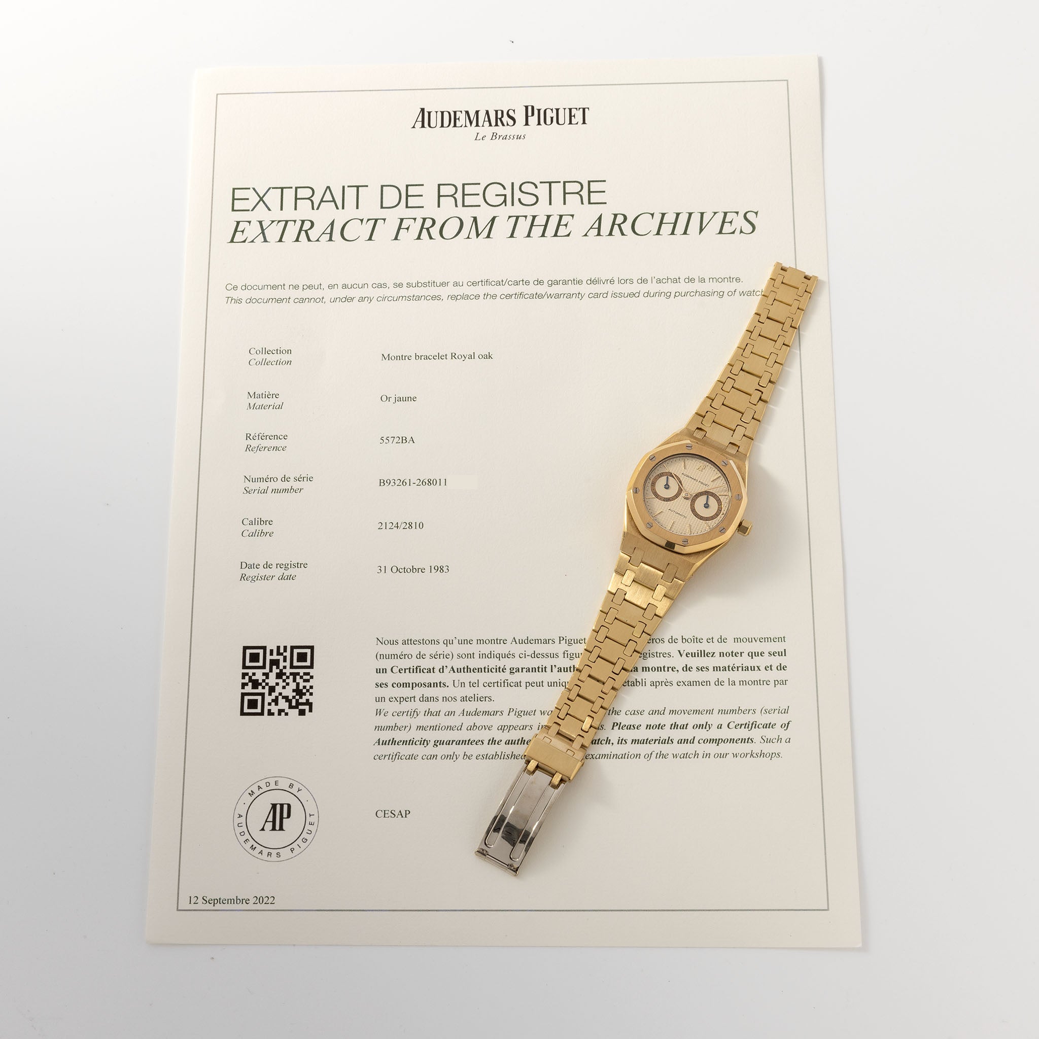 Audemars Piguet Royal Oak Day Date in 18kt Yellow Gold "Owl" With Archive Extract