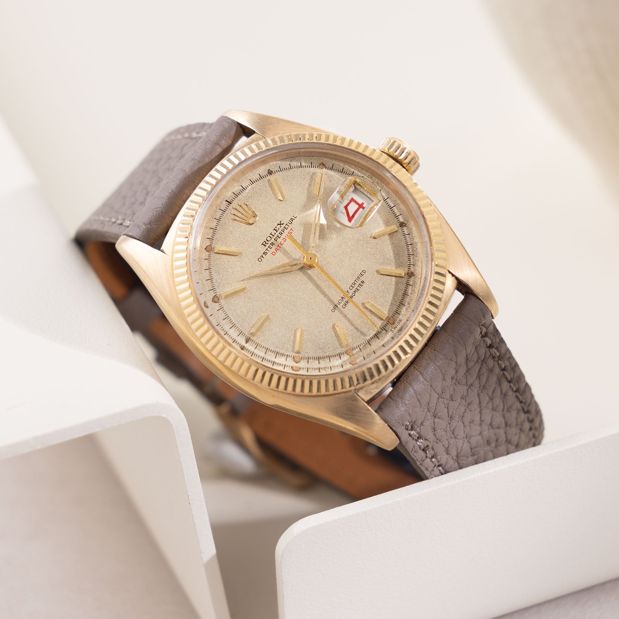 Rolex Datejust Ref. 6305 Ovettone with "Swiss Only" Red Writing Dial and Roulette Date