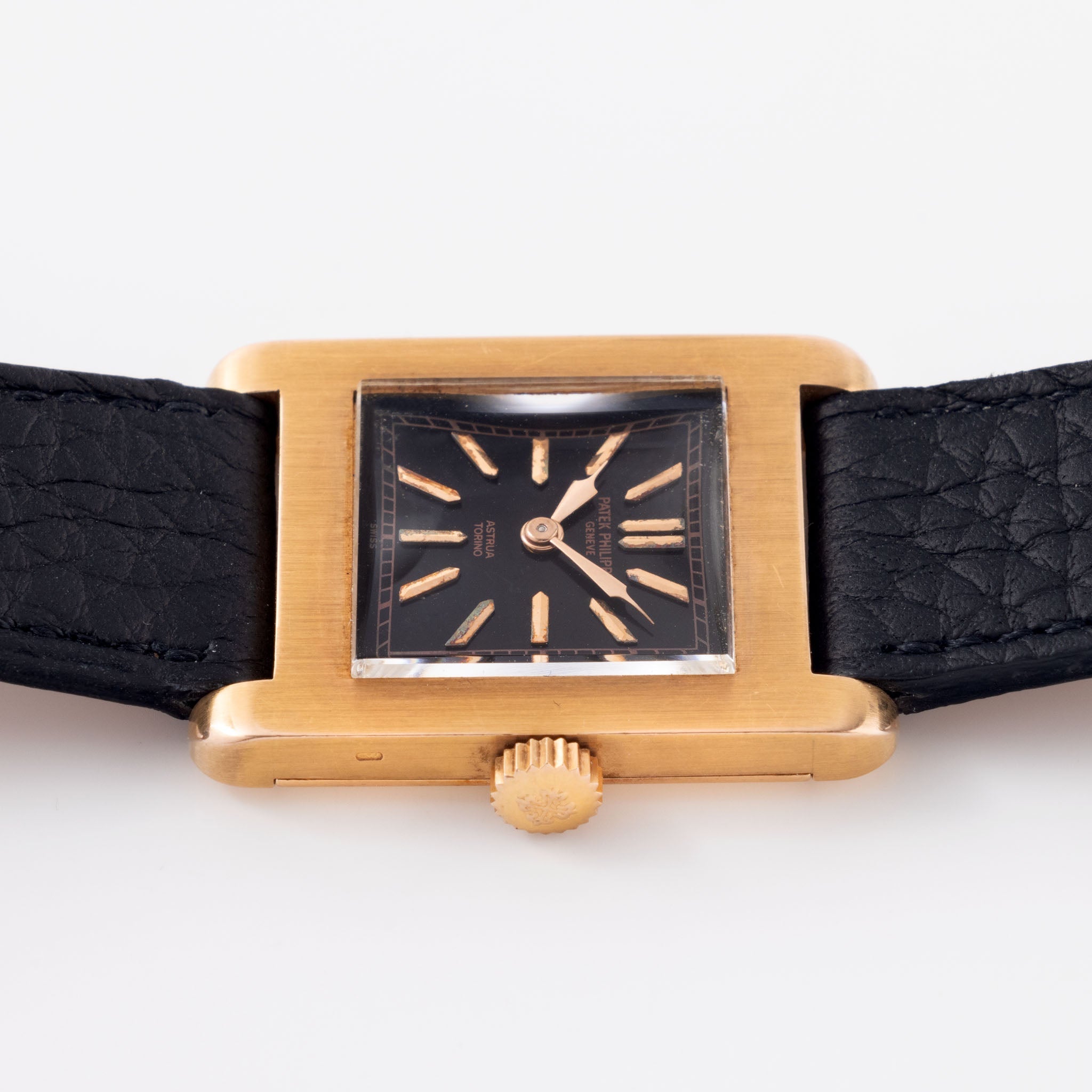 Patek Philippe ref. 439 Double Signed Astrua Torino Black Dial in 18k Rose Gold