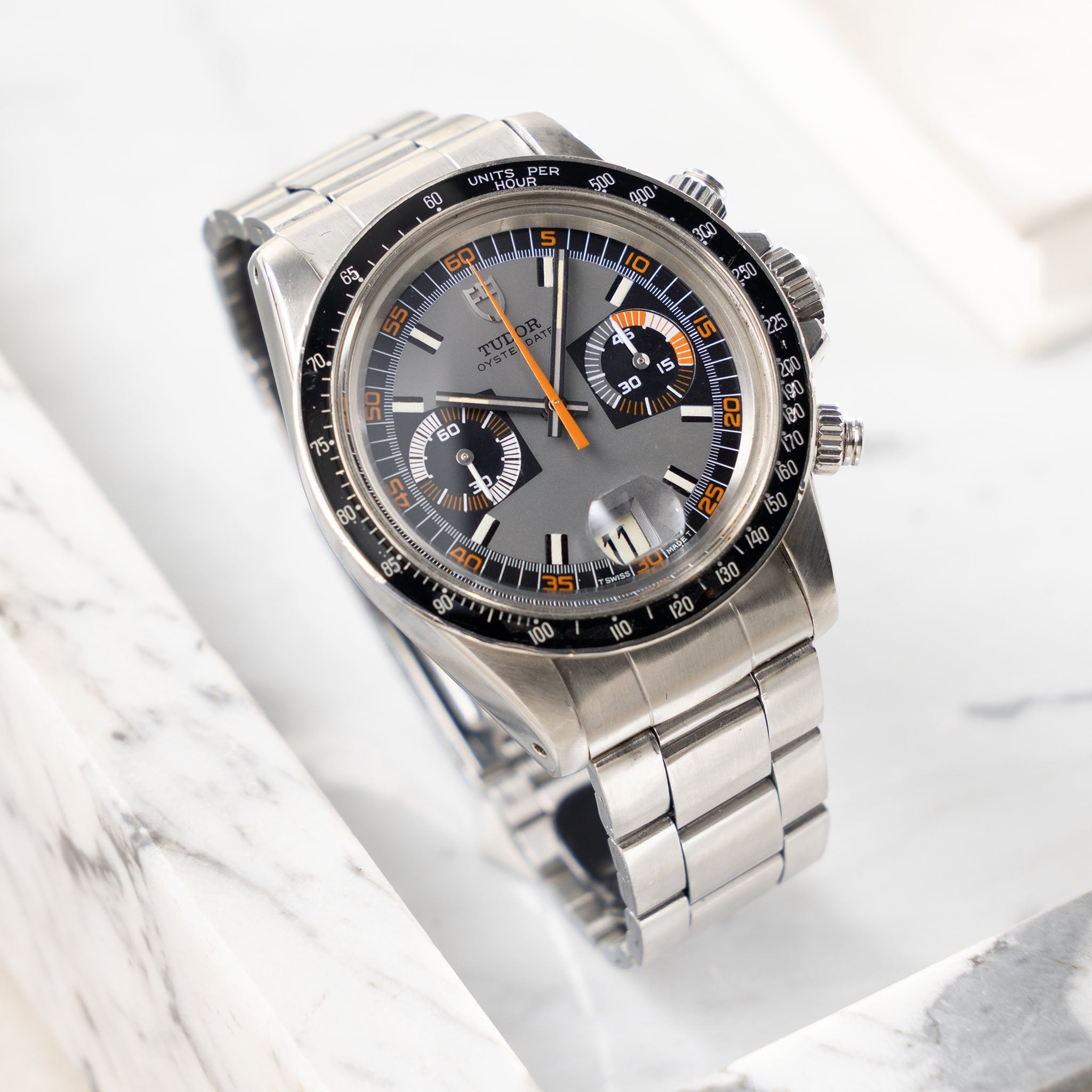 Tudor "Monte Carlo " chronograph grey dial ref 7149 / 0 “mystery engraving “