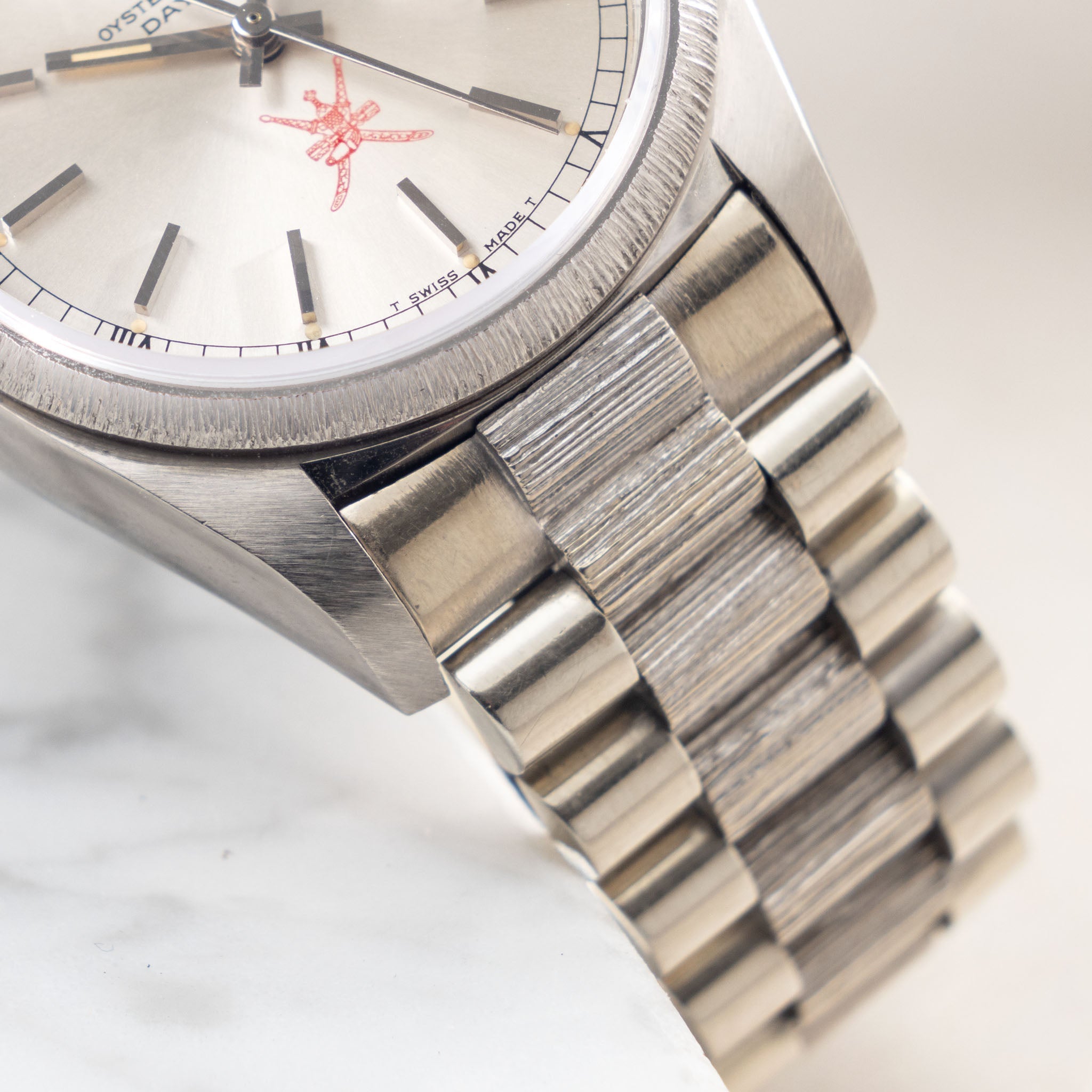 Rolex Day-Date 18079 red “Khanjar” Bark Finish in 18k white for the Sultanate of Oman