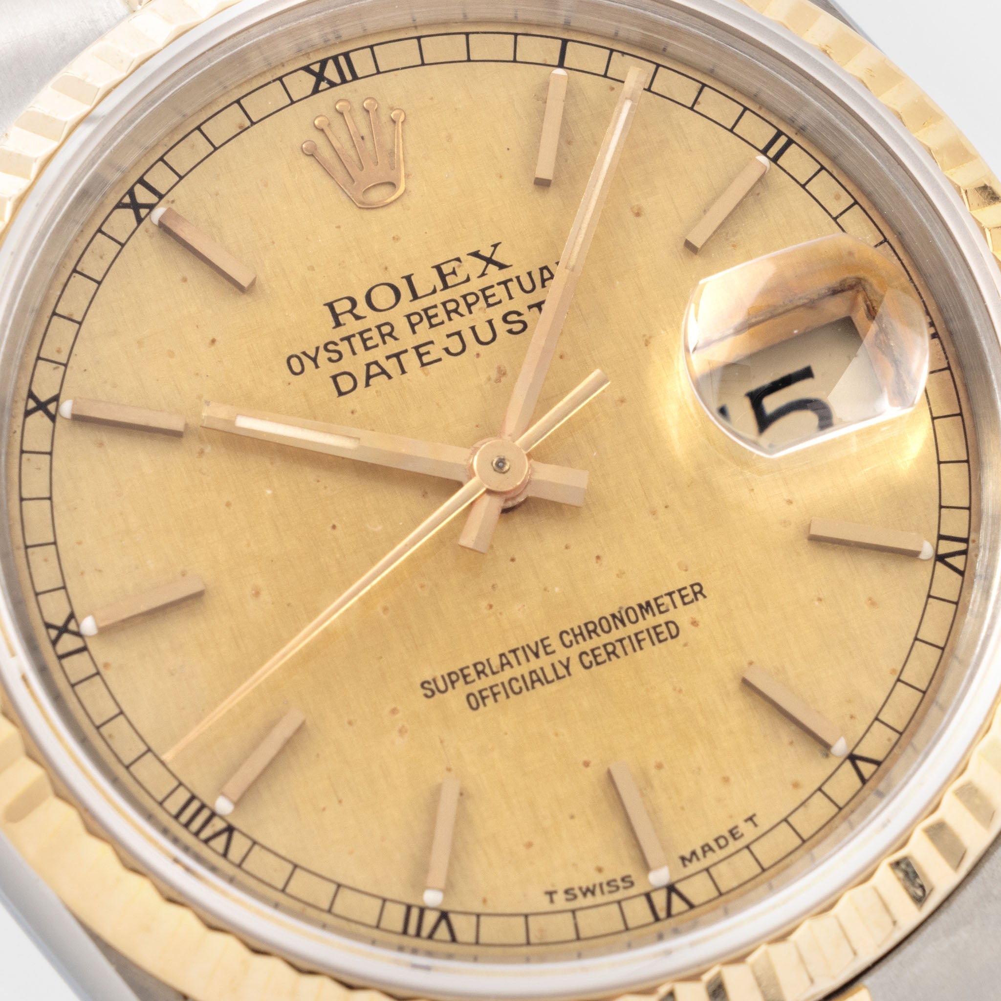 Rolex Datejust Champagne Linen Dial Steel and Gold Ref. 16233