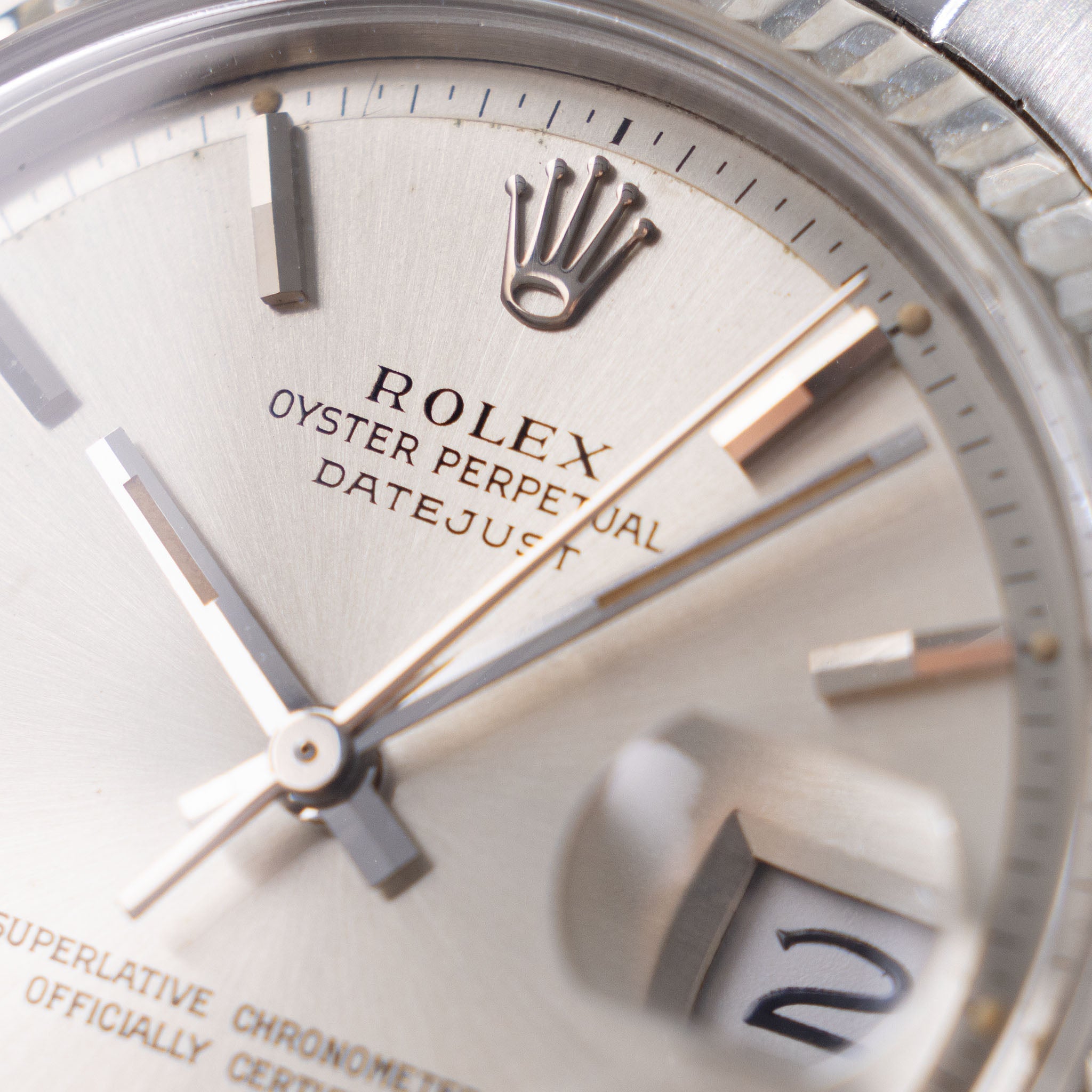 Rolex Datejust 1601 Silver Soleil Dial with Original Punched Paper and Rolex Service Card