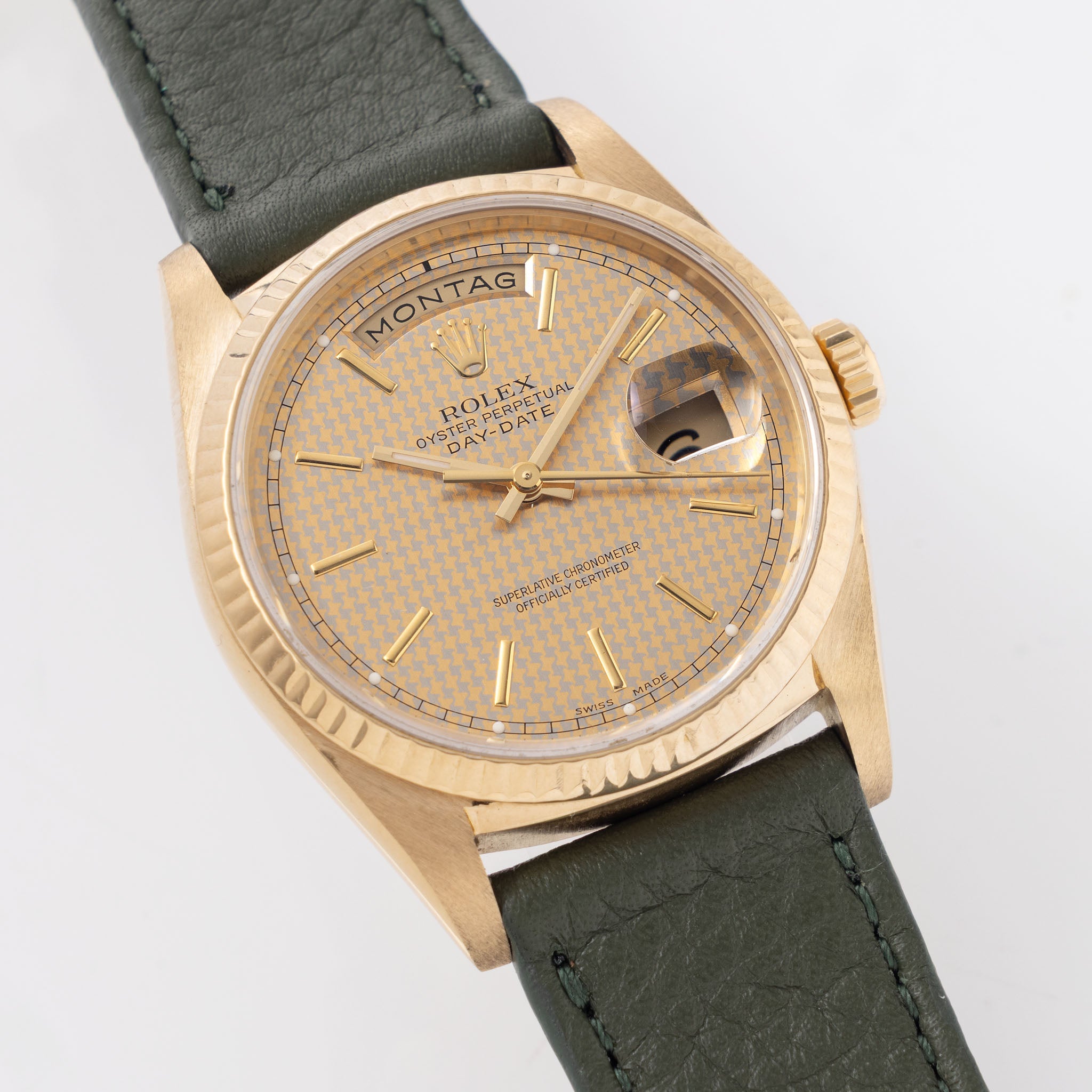 Rolex Day-date Houndstooth dial ref 18038 in 18 k yellow gold