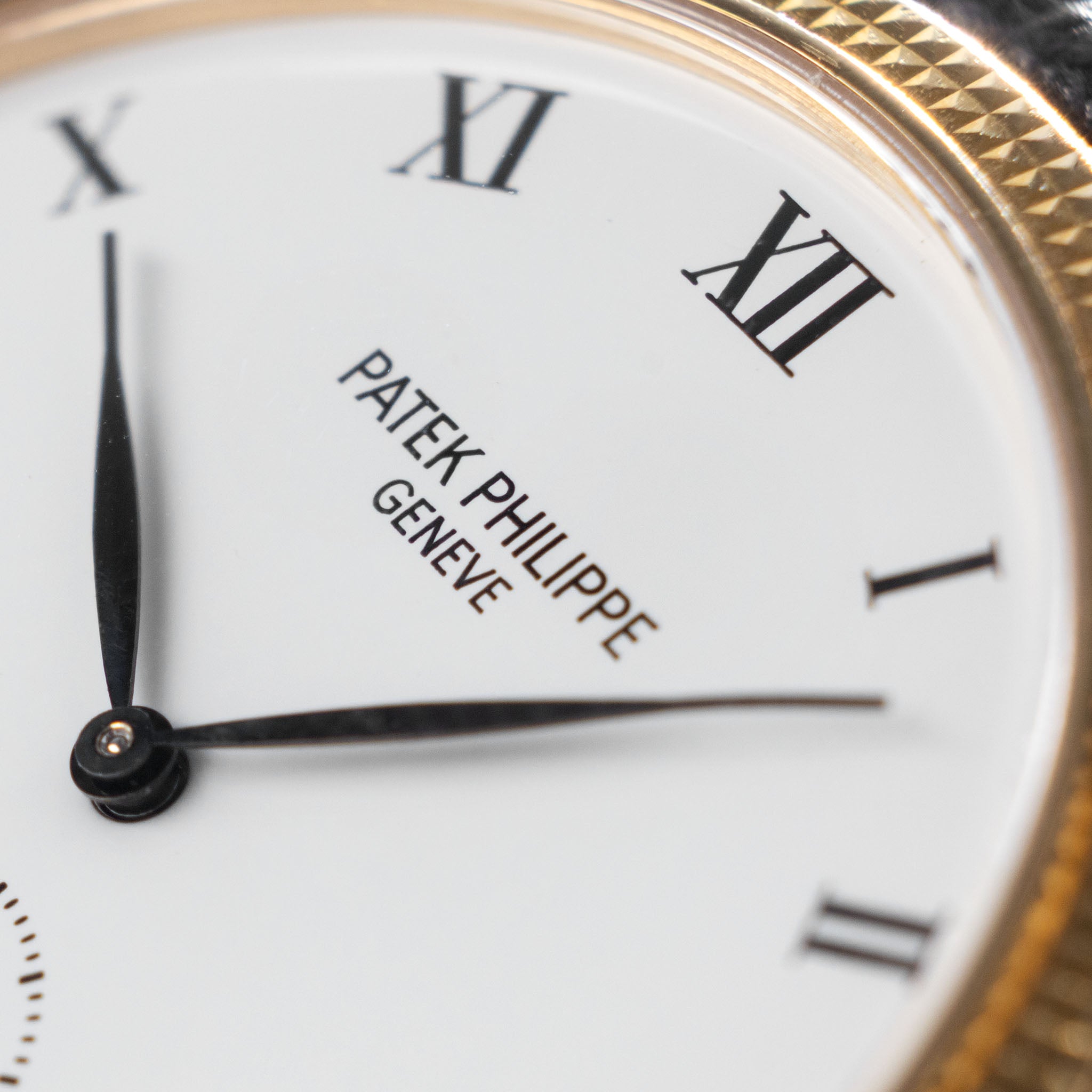 Patek Calatrava Porcelain dial , Clous de Paris 18k yellow gold case with extract from the archives ref 3919