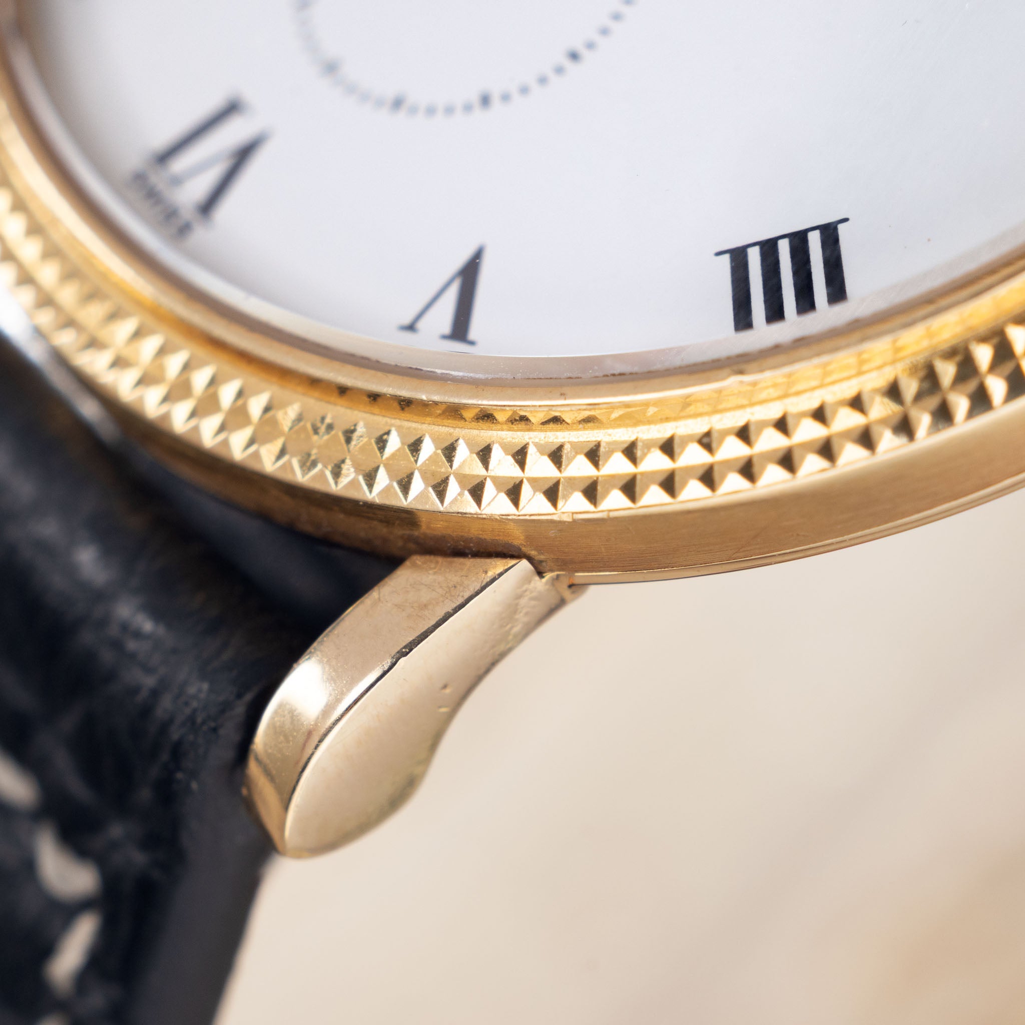 Patek Calatrava Porcelain dial , Clous de Paris 18k yellow gold case with extract from the archives ref 3919