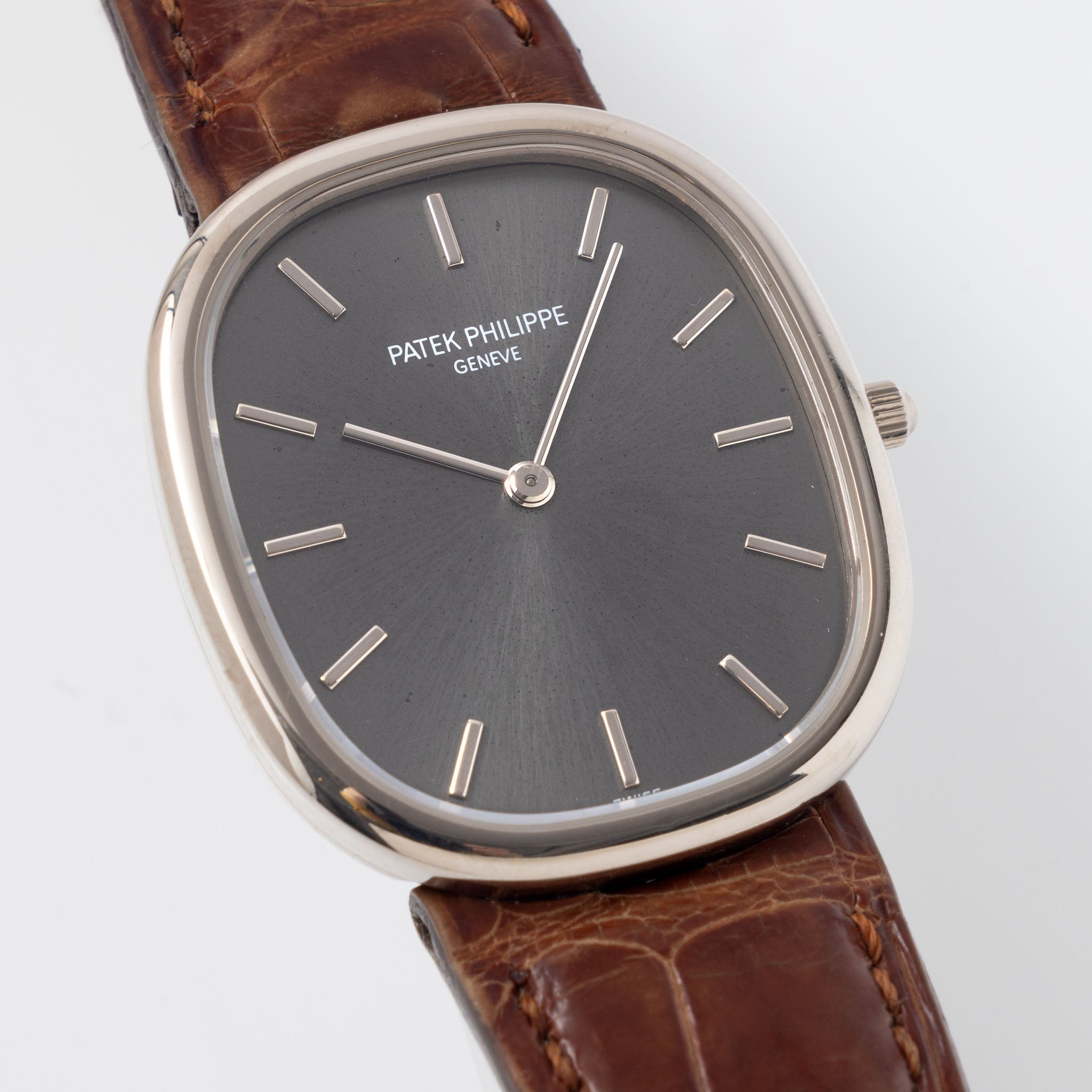 Patek Philippe Ellipse 3738G Grey Soleil Dial Jumbo Automatic in 18k White Gold