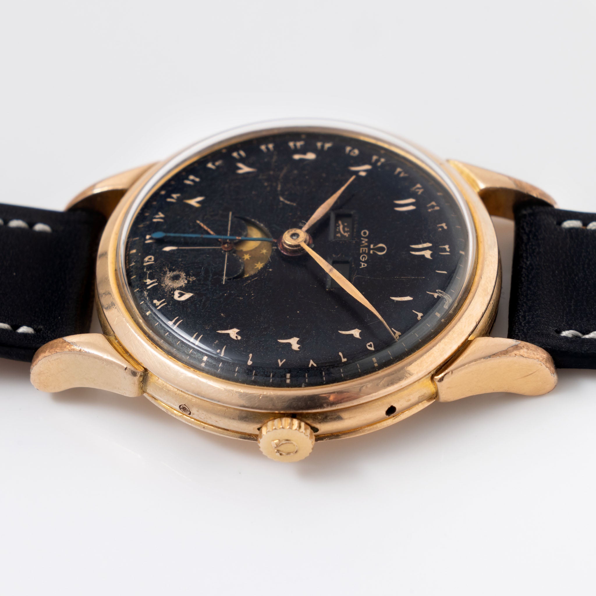 Omega Cosmic 2486-2 Jumbo Black Farsi Numerals Dial Pink Gold Plated