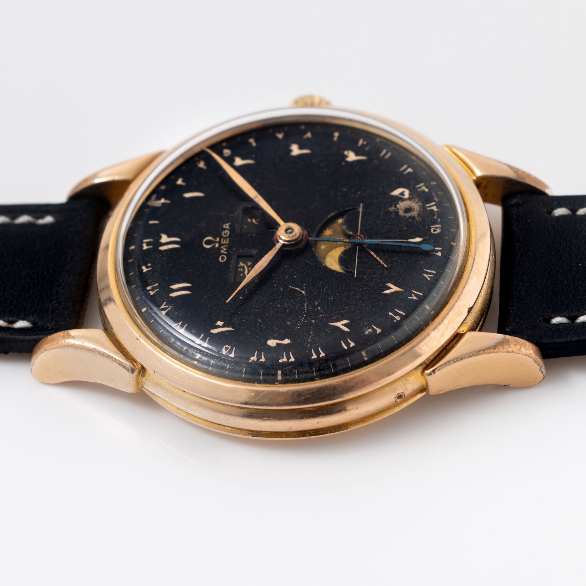 Omega Cosmic 2486-2 Jumbo Black Farsi Numerals Dial Pink Gold Plated