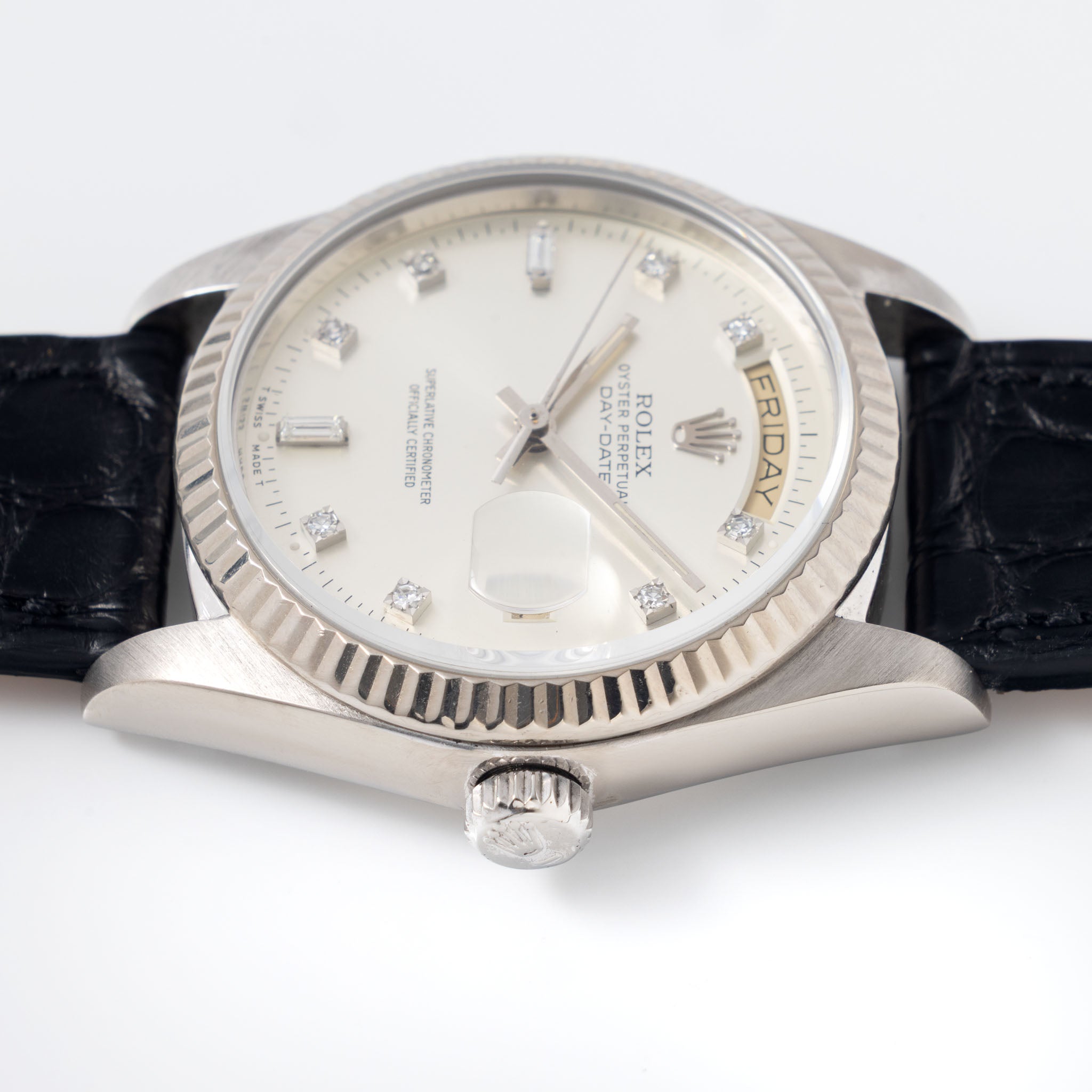 Rolex Day-Date 18039 Silver Diamond Dial in 18k White Gold