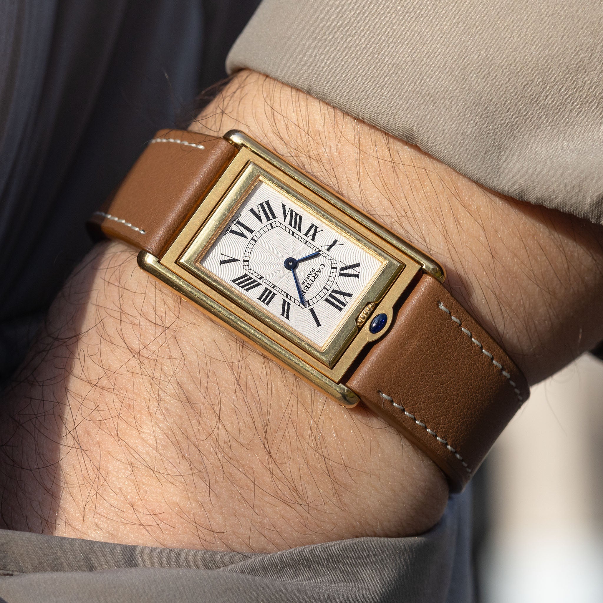 Cartier Basculante 2391 Guilloché Dial in 18k Yellow Gold Millennium Limited Edition