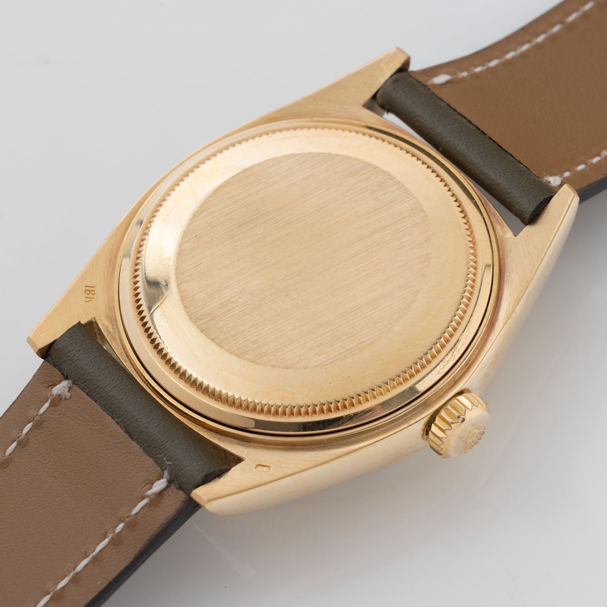 Rolex Day-Date 1807 Bark Finish Champagne Dial in 18k Yellow Gold Box and Paper Set