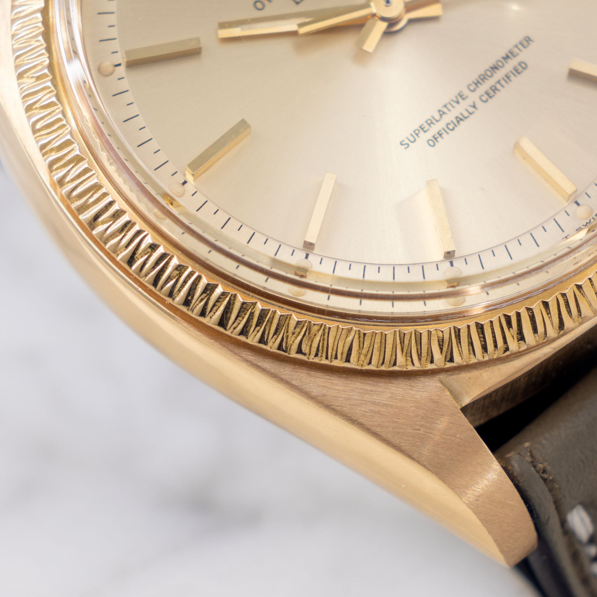 Rolex Day-Date 1807 Bark Finish Champagne Dial in 18k Yellow Gold Box and Paper Set
