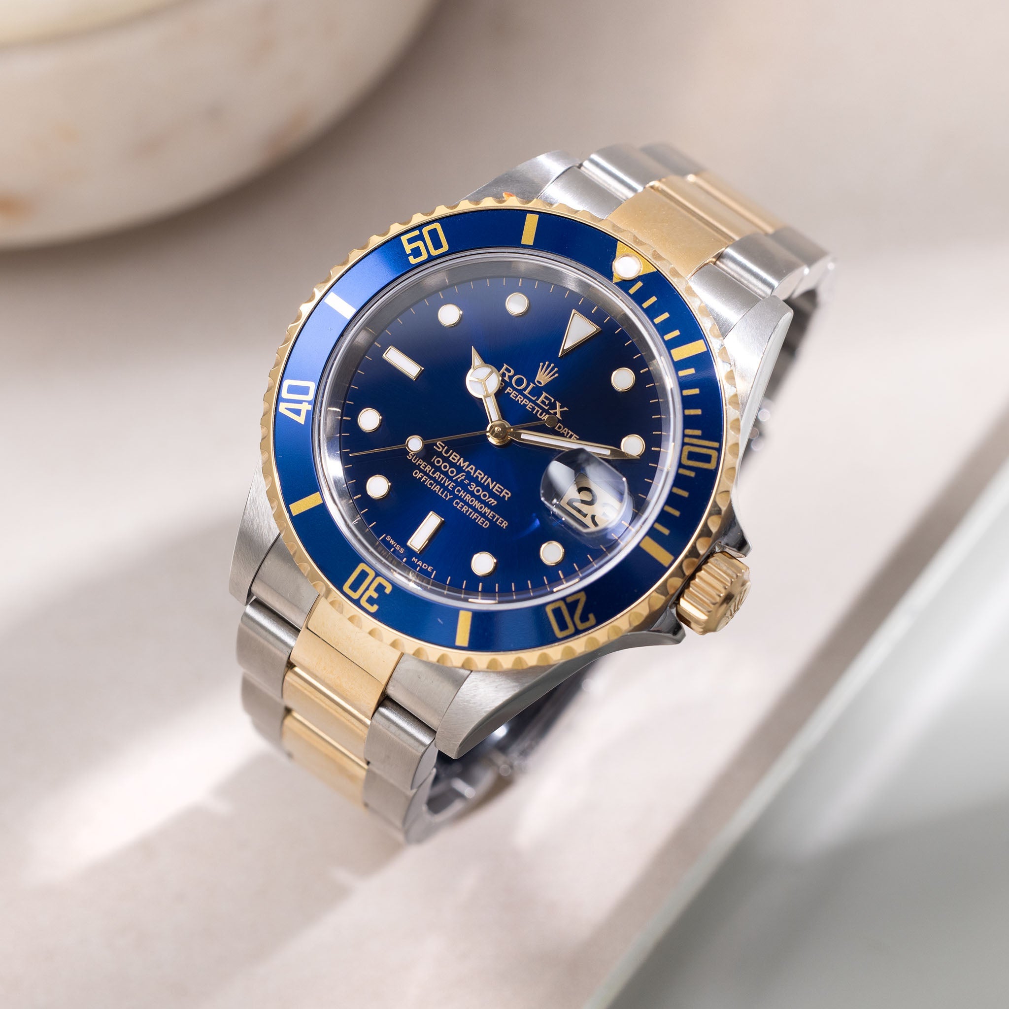 Rolex Submariner 16613 Blue Dial in Steel and Gold