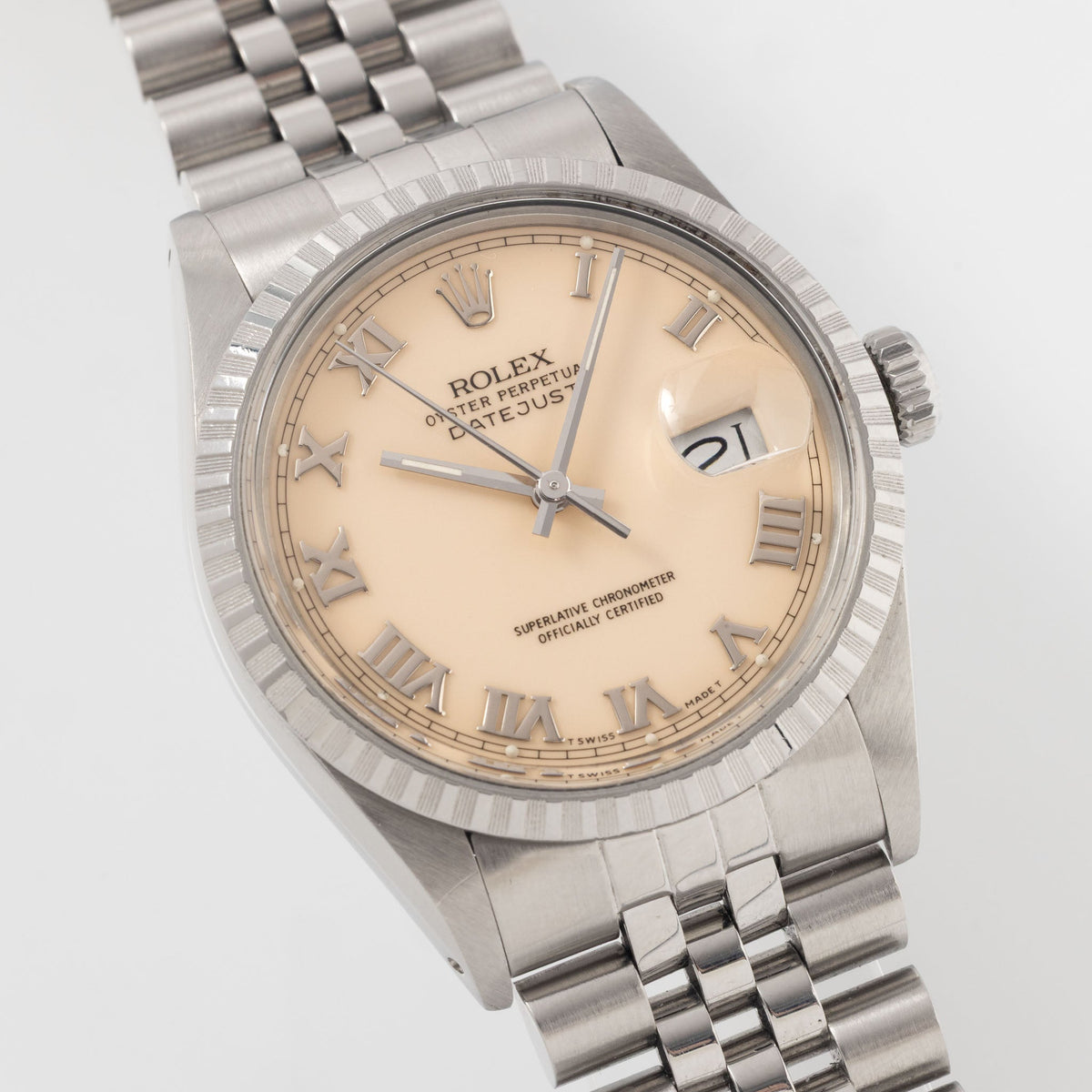 Rolex Datejust Cream dial With Applied Roman numerals box and paper set ref 16030