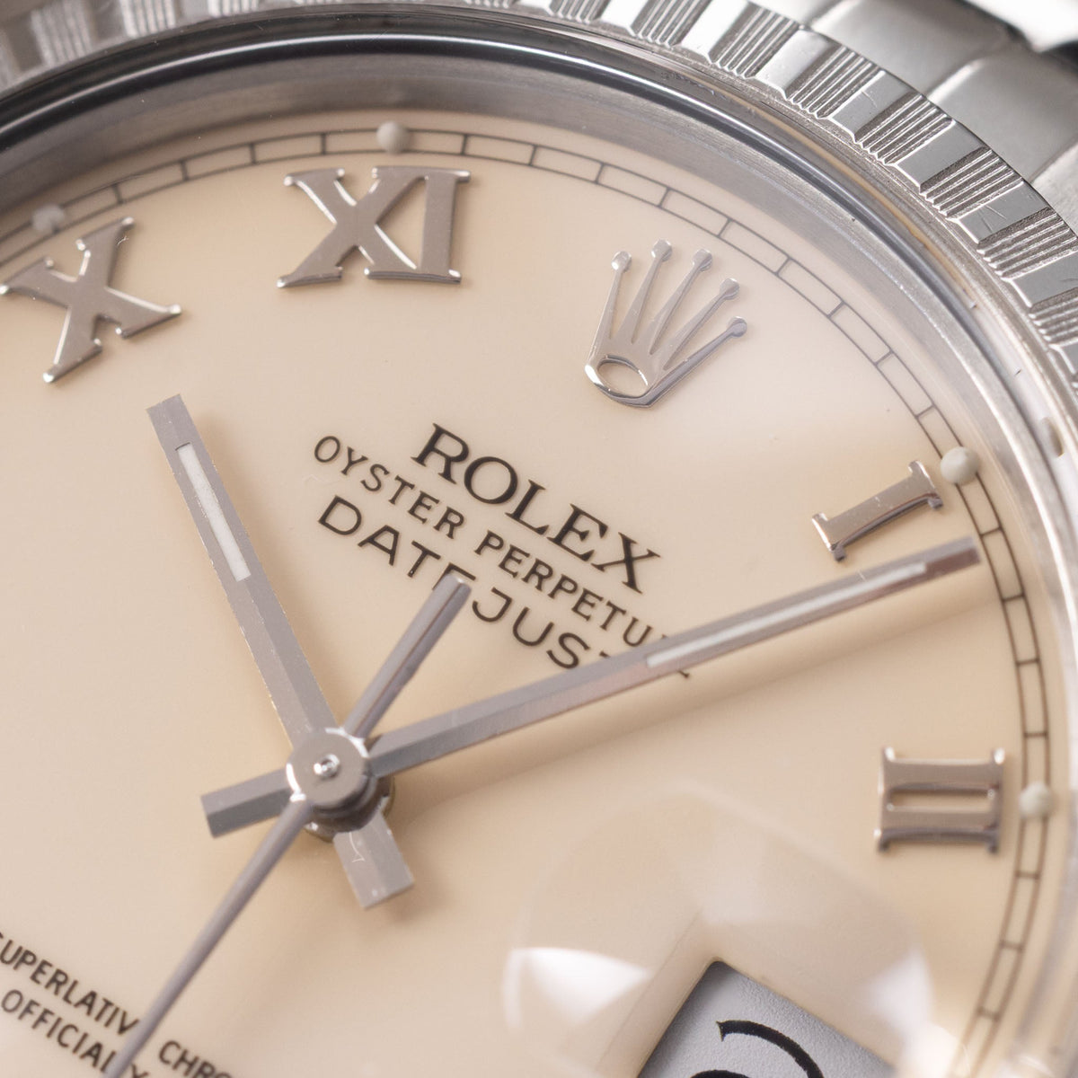 Rolex Datejust Cream dial With Applied Roman numerals box and paper set ref 16030