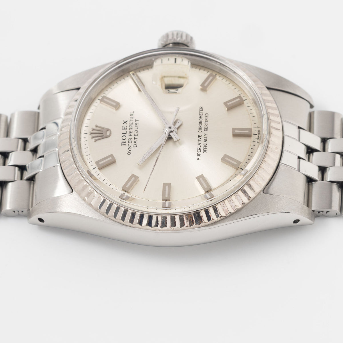 Rolex Datejust 1601 rare No Lume Singer Block Markers dial