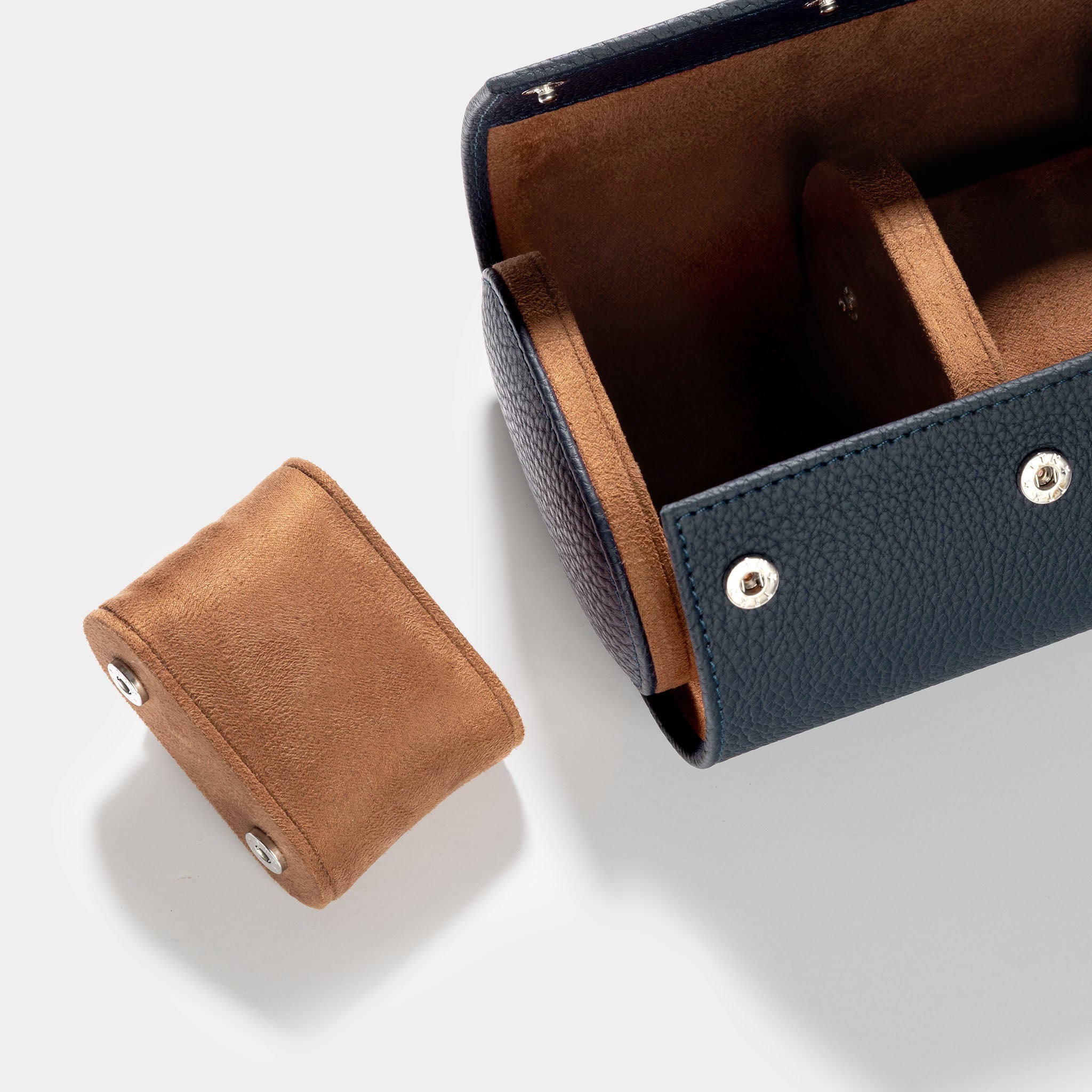 Oval 3 Watch Dark Blue Leather Watch Box