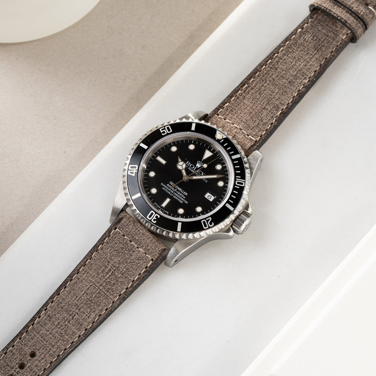 Strap for Rolex Seadweller - Grey Linen Leather