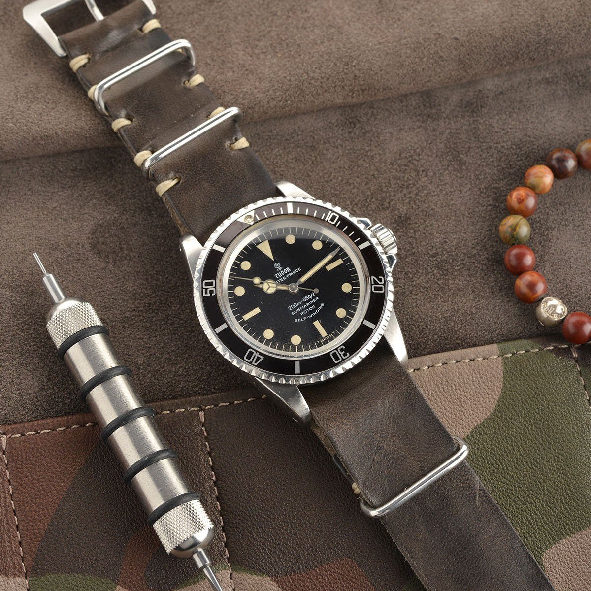 Piombo Grey Single Pass Leather Watch Strap