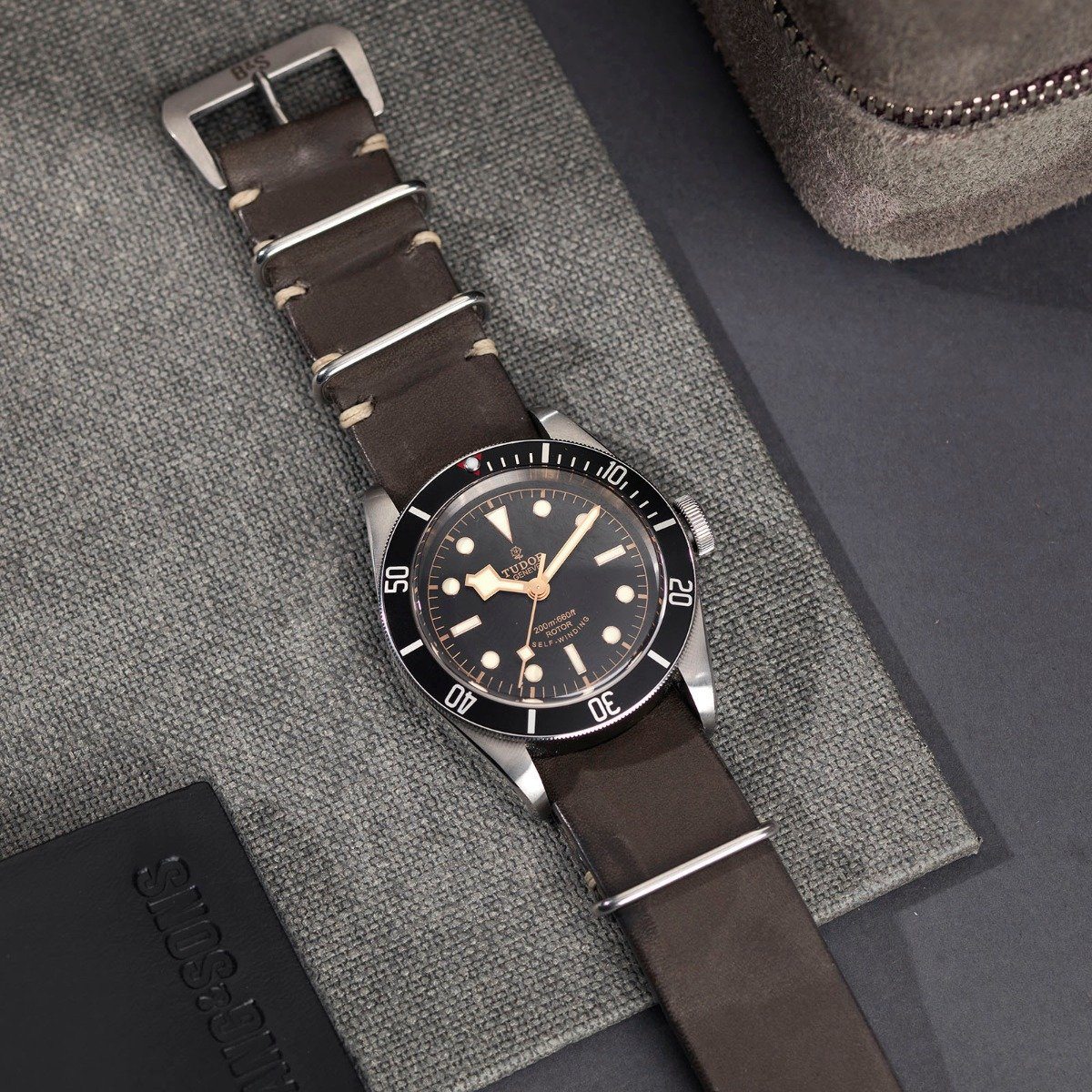 Piombo Grey Single Pass Leather Watch Strap