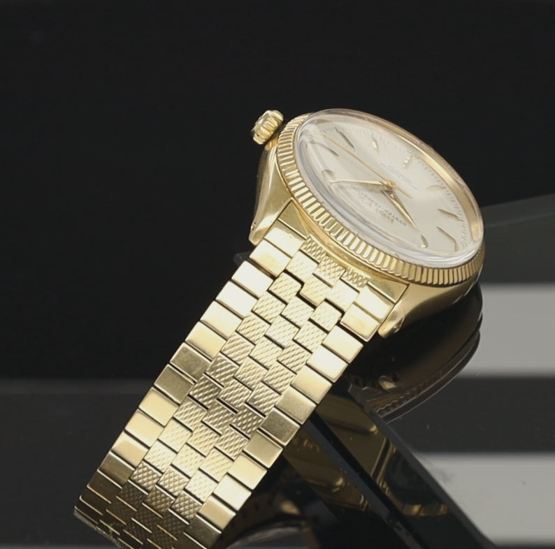Rolex Oyster Perpetual 18kt Gold German Dial Brick Bracelet ref 6567