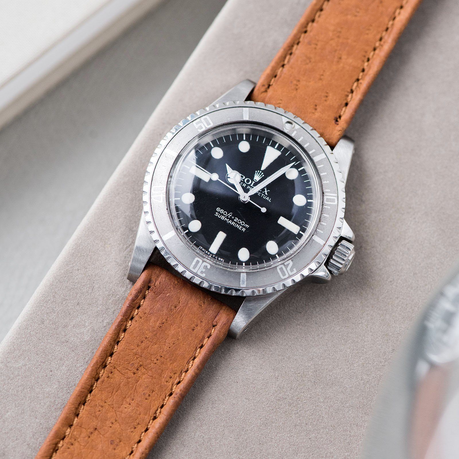 B&S Peccary Brown Heritage Leather Watch Strap on a Rolex 5513 Submariner