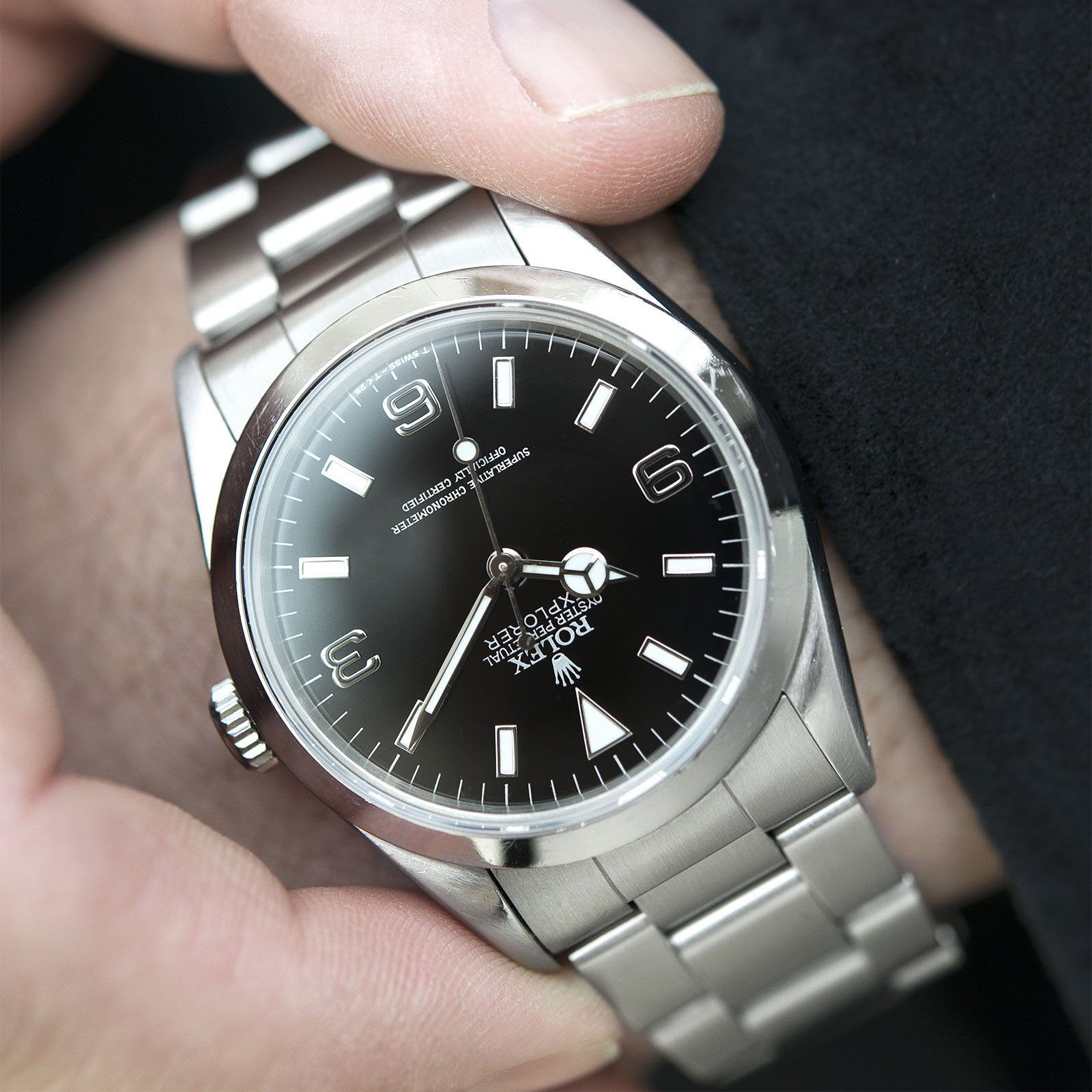 Rolex Explorer 14270 ‘Black Out Dial B&P