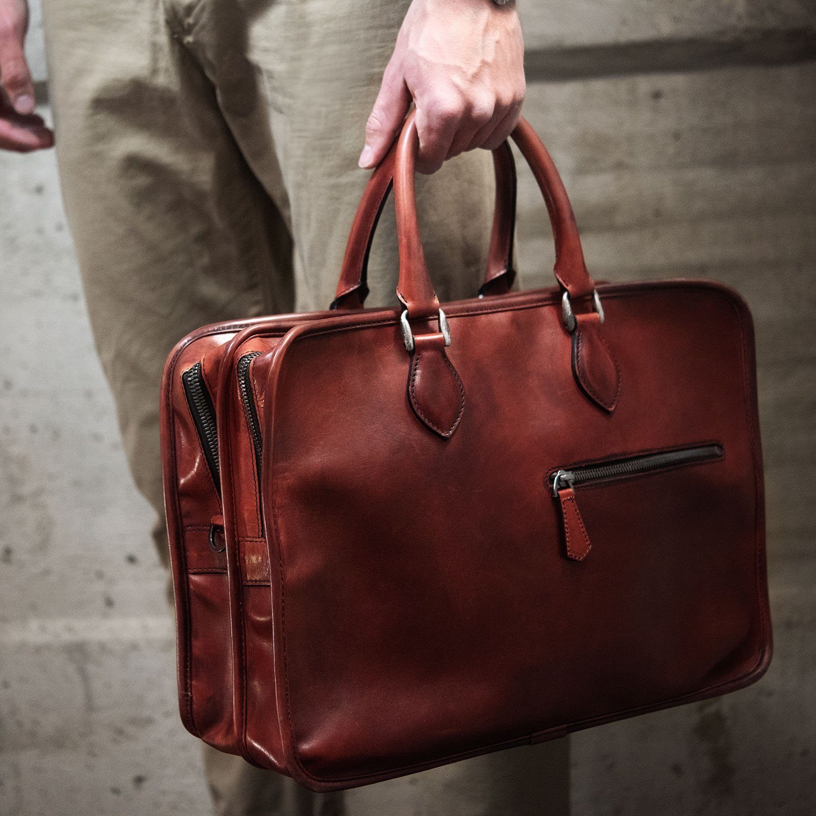 Vintage Berluti Deux Jour Large Briefcase Venezia Red
