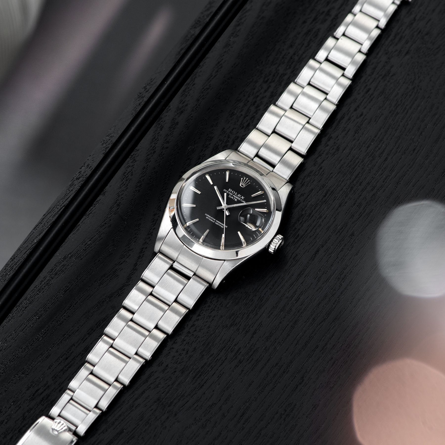 Rolex Date Reference 1500 Grey Dial with Oyster rivet link bracelet